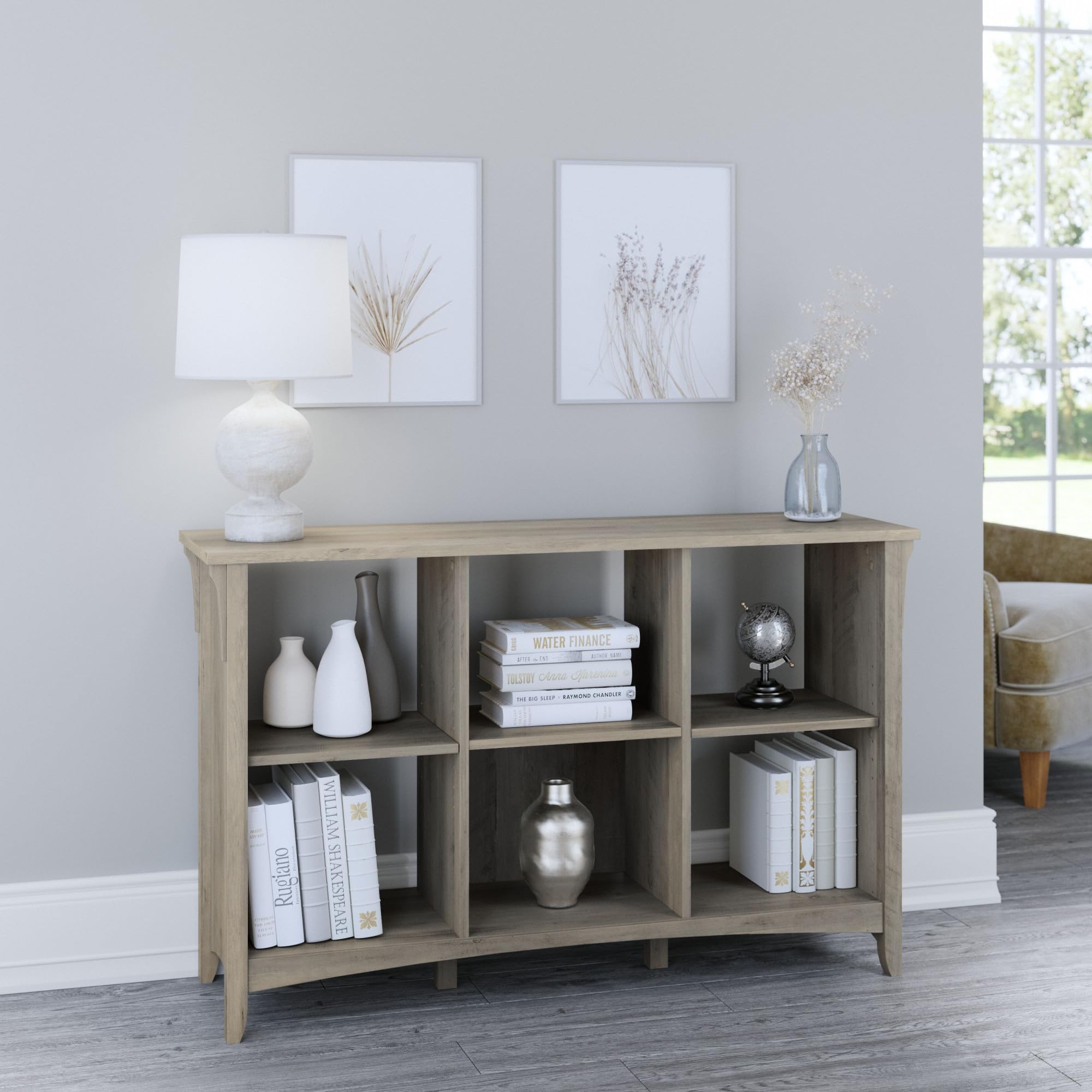 Bush Furniture Salinas 6-Cube Organizer in Driftwood Gray - Modern Office Storage & Home Organization with Open Shelves - Compact Bookshelf for Books, Supplies & Decor - Perfect for Home Office, Living Room & Bedroom Storage