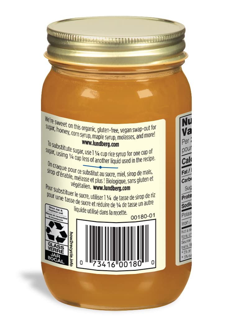 Organic Sweet Dreams Brown Rice Syrup by Lundberg - 595g (21oz) | Gluten-Free, Vegan Sweetener for Baking, Smoothies & Healthy Snacks | Pack of 1