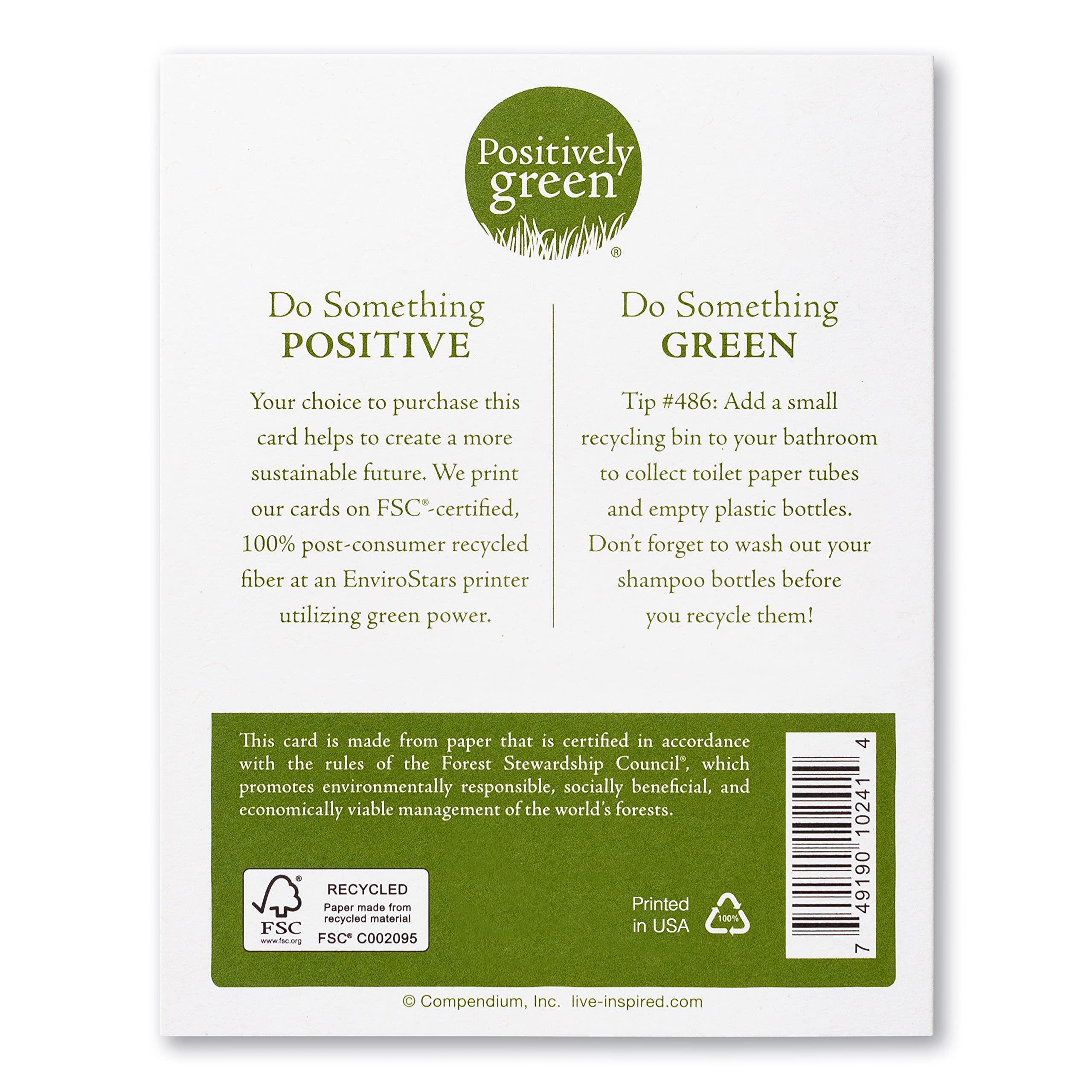 Compendium Positively Green 4-Pack Thank You Cards - Eco-Friendly Greeting Cards for Expressing Gratitude | Perfect for Holidays, Birthdays & Appreciation Gifts