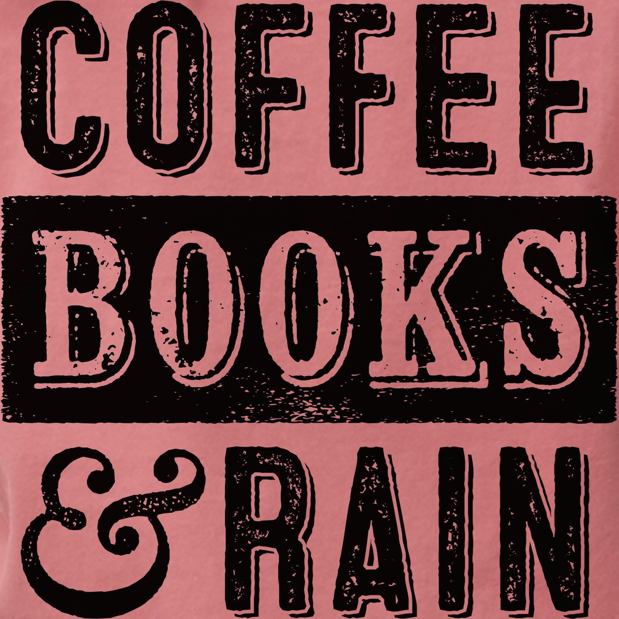 Comfort Colors Women's Coffee Books & Rain Graphic T-Shirt - Soft & Stylish Casual Wear for Coffee Lovers, Bookworms & Rainy Days