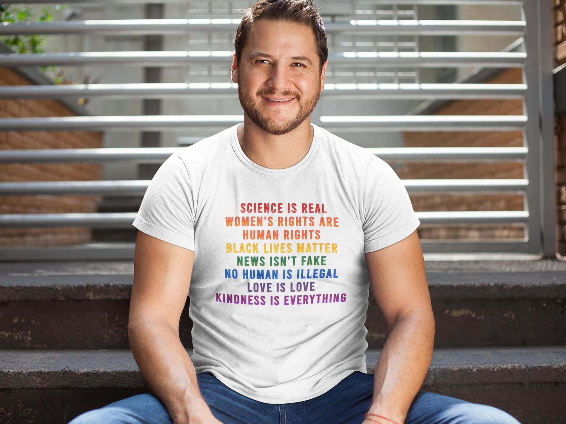 Science is Real Black Lives Matter Rainbow Facts Graphic Tee for Men - Soft Cotton Unisex T-Shirt - Perfect for Pride Month, Social Justice Events & Casual Wear