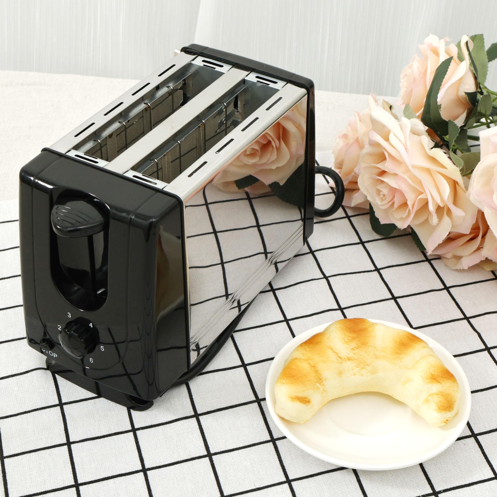 2 Slice Toaster with Extra Wide Slots - 6 Shade Browning Control, Auto Shut Off & Stainless Steel Housing - Perfect for Bagels, English Muffins & Small Breads - Ideal for Breakfast, Dorms & Small Kitchens