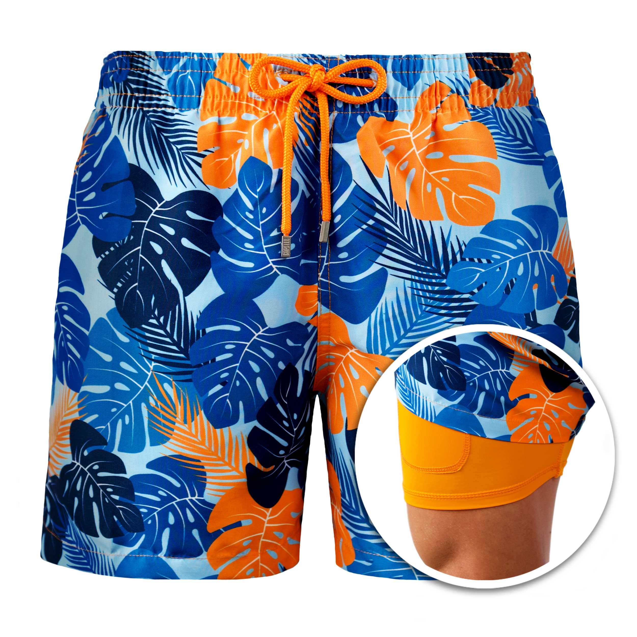 Premium Men's Luxury Swim Shorts - Blue Jungle Print | Quick-Dry, Comfortable & Stylish for Beach, Pool & Vacation | Capelle Miami