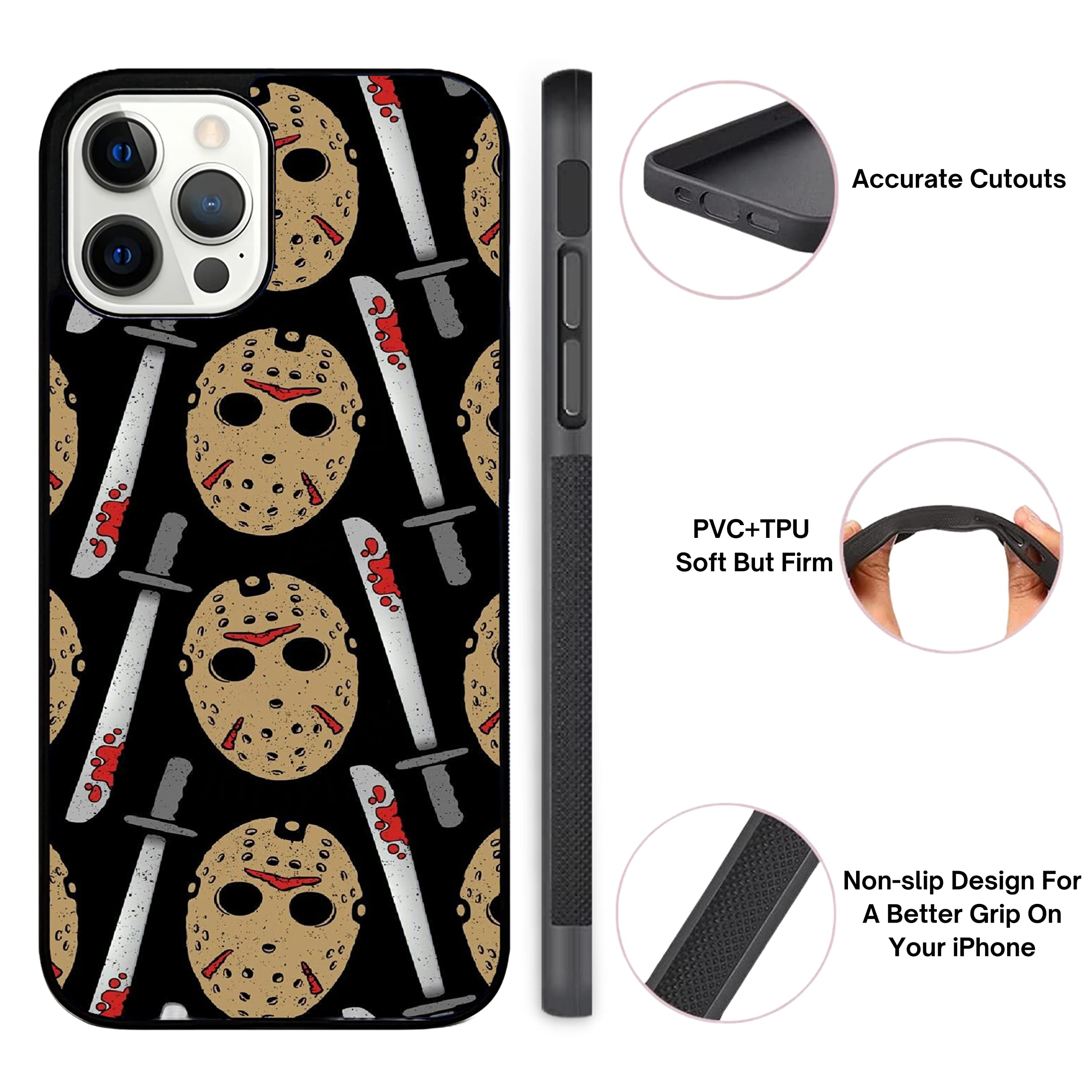 Halloween iPhone Case for iPhone 16/15/14/13/12/11/X/XS/XR/8/7/6/6s Plus/Mini/Pro/Max - Spooky Durable Shockproof Slim TPU Rubber Non-Slip Protective Cover (Black) - Perfect for Trick-or-Treating, Costume Parties & Halloween Festivities