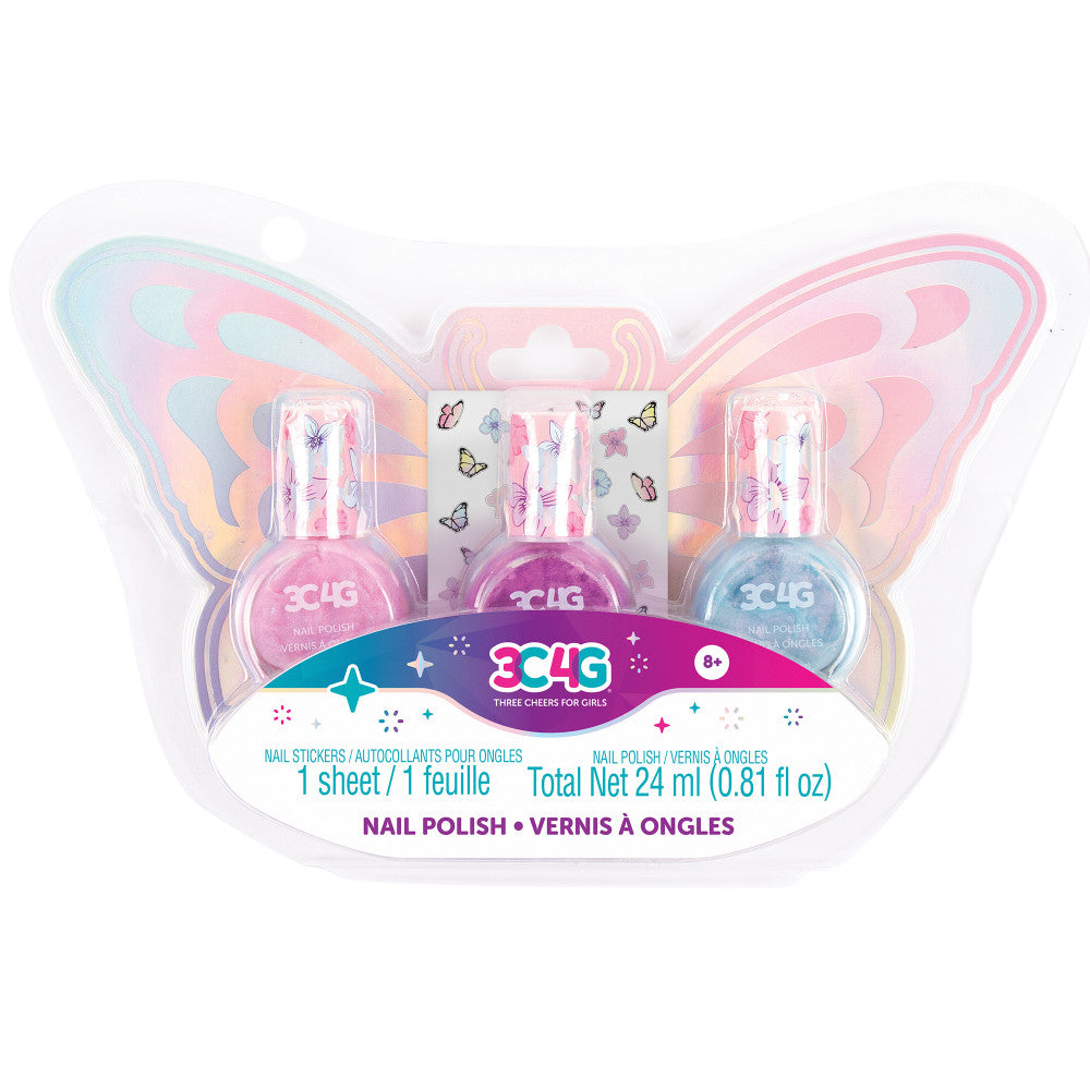 Sparkle Butterfly Nail Polish Set - 3 Colors Pastel Nail Polish Trio with 4G Glitter for Women | Perfect for Spring Nails, Summer Manicures & Special Occasions