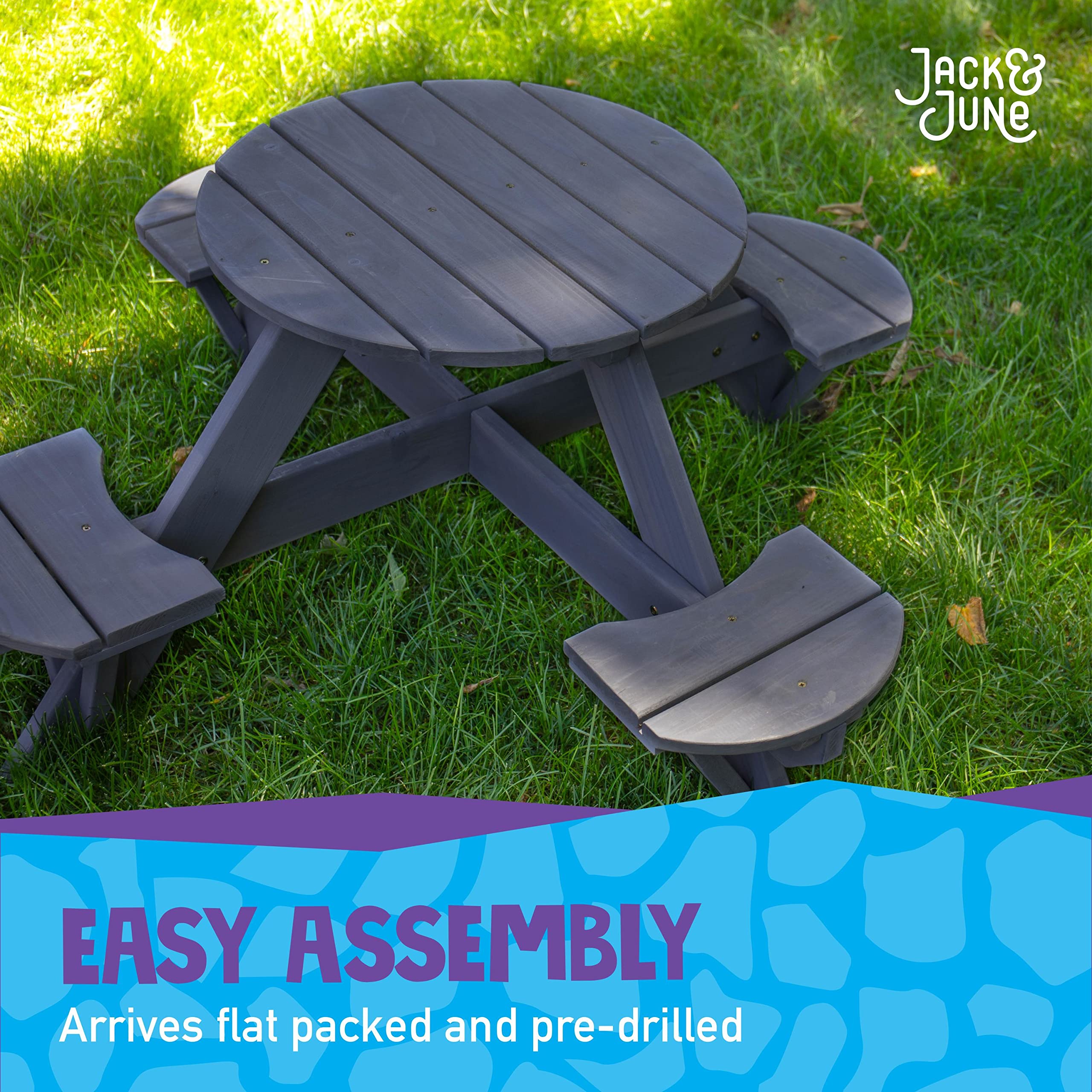 Jack & June Circular Cedar Picnic Table – 100% Natural Cedar Wood – Weatherproof Outdoor Furniture – Perfect for Backyard, Patio, Garden Dining and Entertaining – Ideal for BBQs, Parties and Family Gatherings
