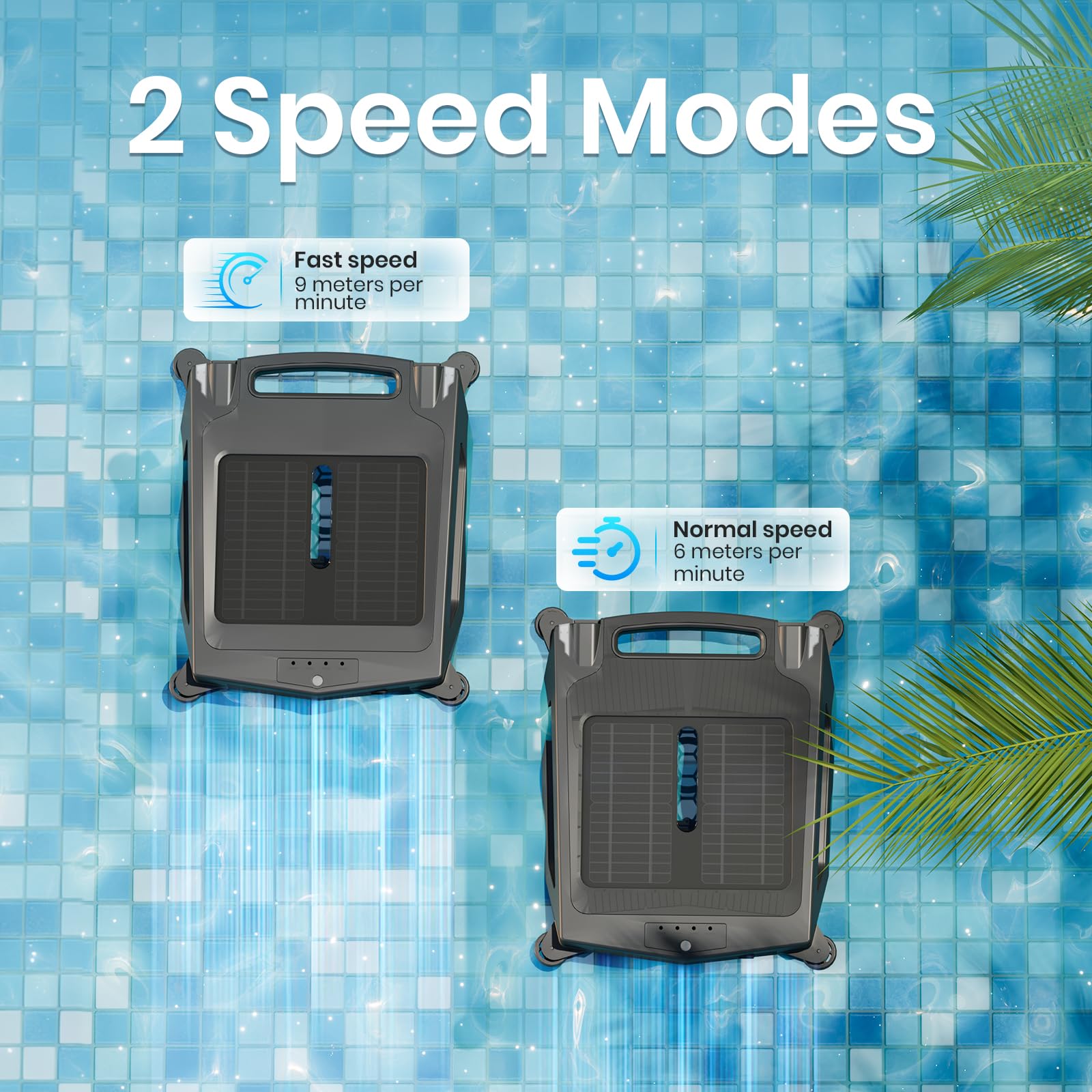 Solar Powered Automatic Robotic Pool Skimmer Cleaner with APP Control - Cordless Pool Surface Cleaner Robot with Dual Charging (Solar/USB) - Auto-Escape & Auto-Turn Technology - Ideal for Inground/Above Ground Pools, Spas & Water Features - Black