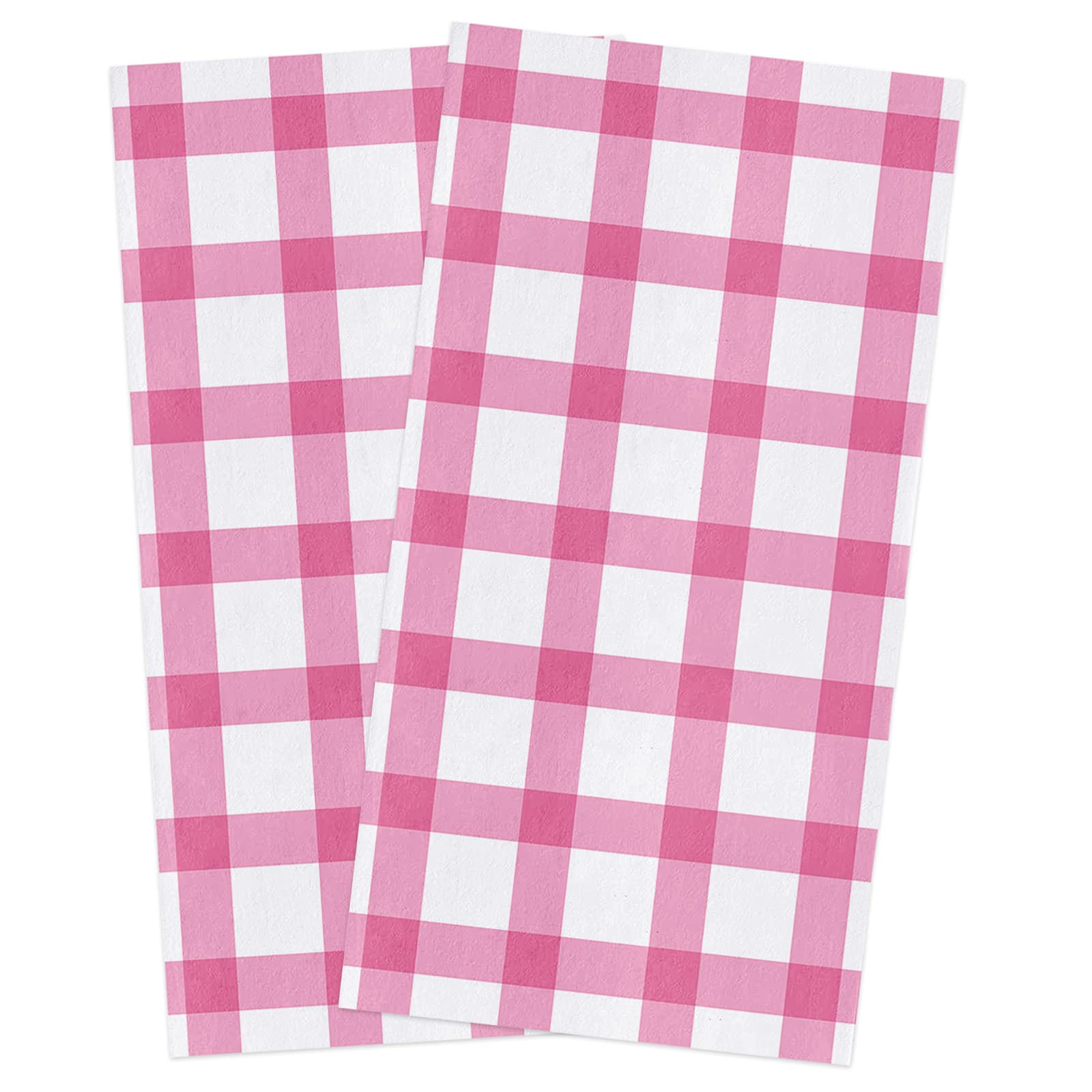 Premium Pink Buffalo Plaid Kitchen Towels 2-Pack - Super Soft & Highly Absorbent Cotton Dish Drying Cloths - Ideal for Kitchen, Bathroom, Bar & Tea Towel Use - Perfect for Daily Cleaning, Dish Drying & Hand Wiping