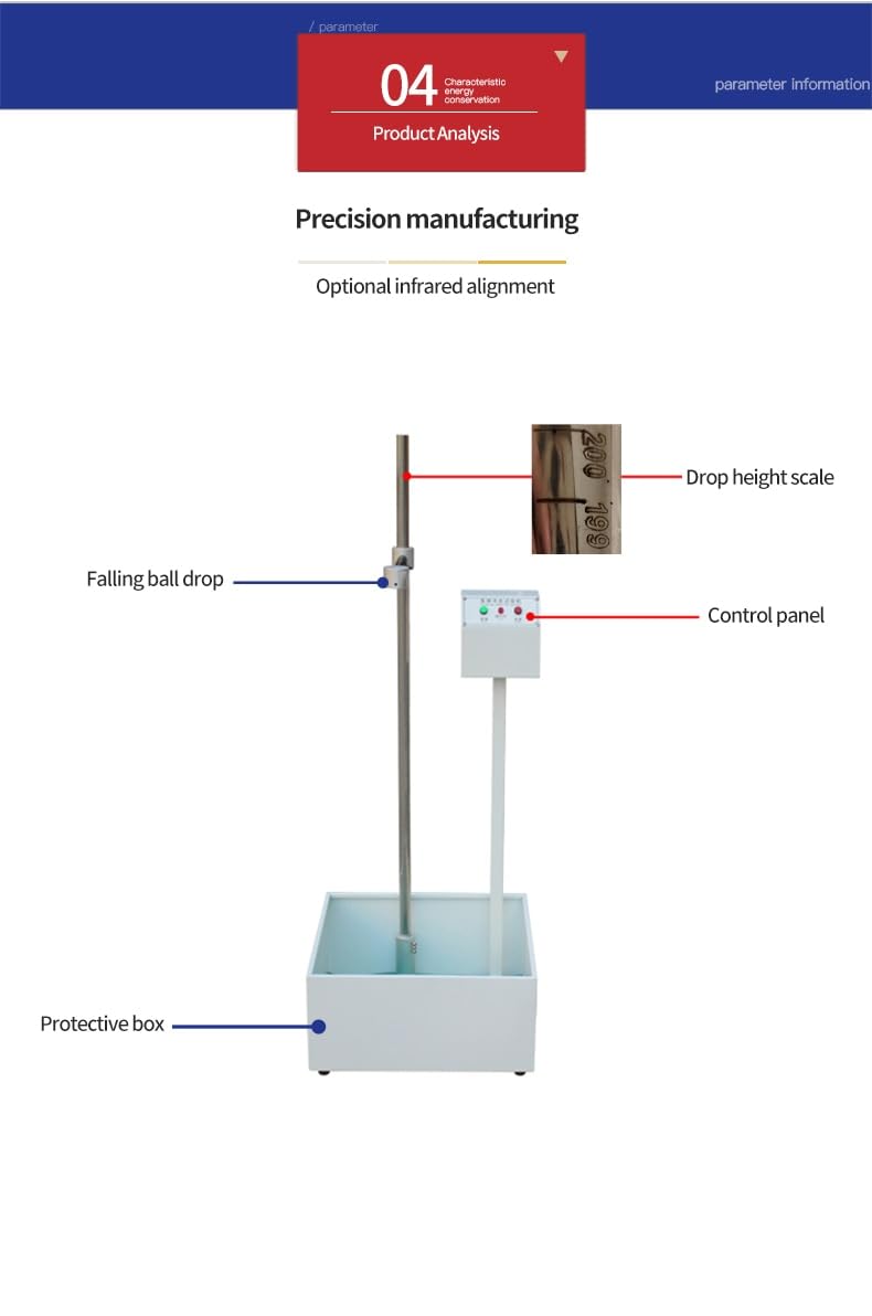 Linear Motion Ball Drop Impact Tester - 2m Height with 5 Steel Balls | ASTM/ISO Compliant Lab Equipment for Packaging, Automotive & Electronics Impact Testing