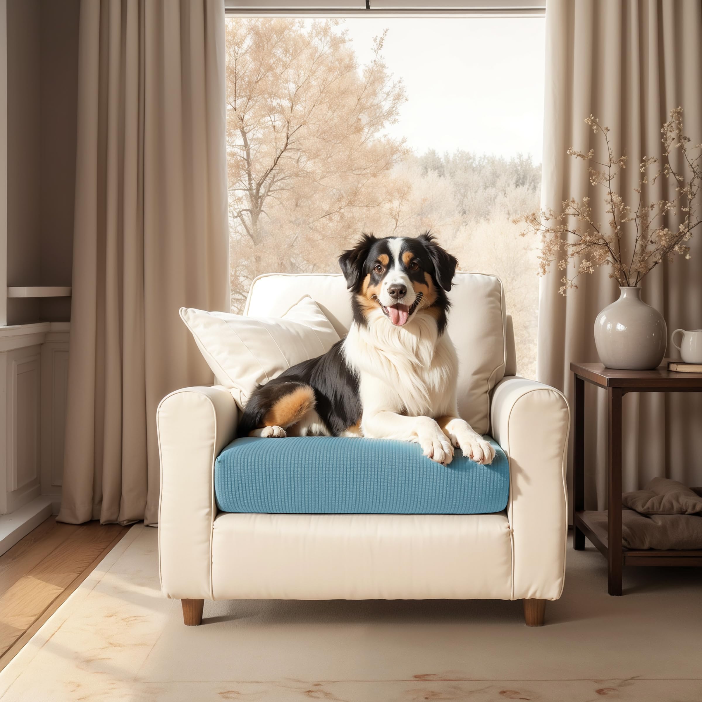 SUBRTEX Stretchable Couch Slipcover - Durable Spandex Elastic Sofa Cover for RV, Loveseat & Settee - Furniture Protector & Replacement (Steel Blue, Small) - Perfect for Living Room, Home Theater & Guest House Decor