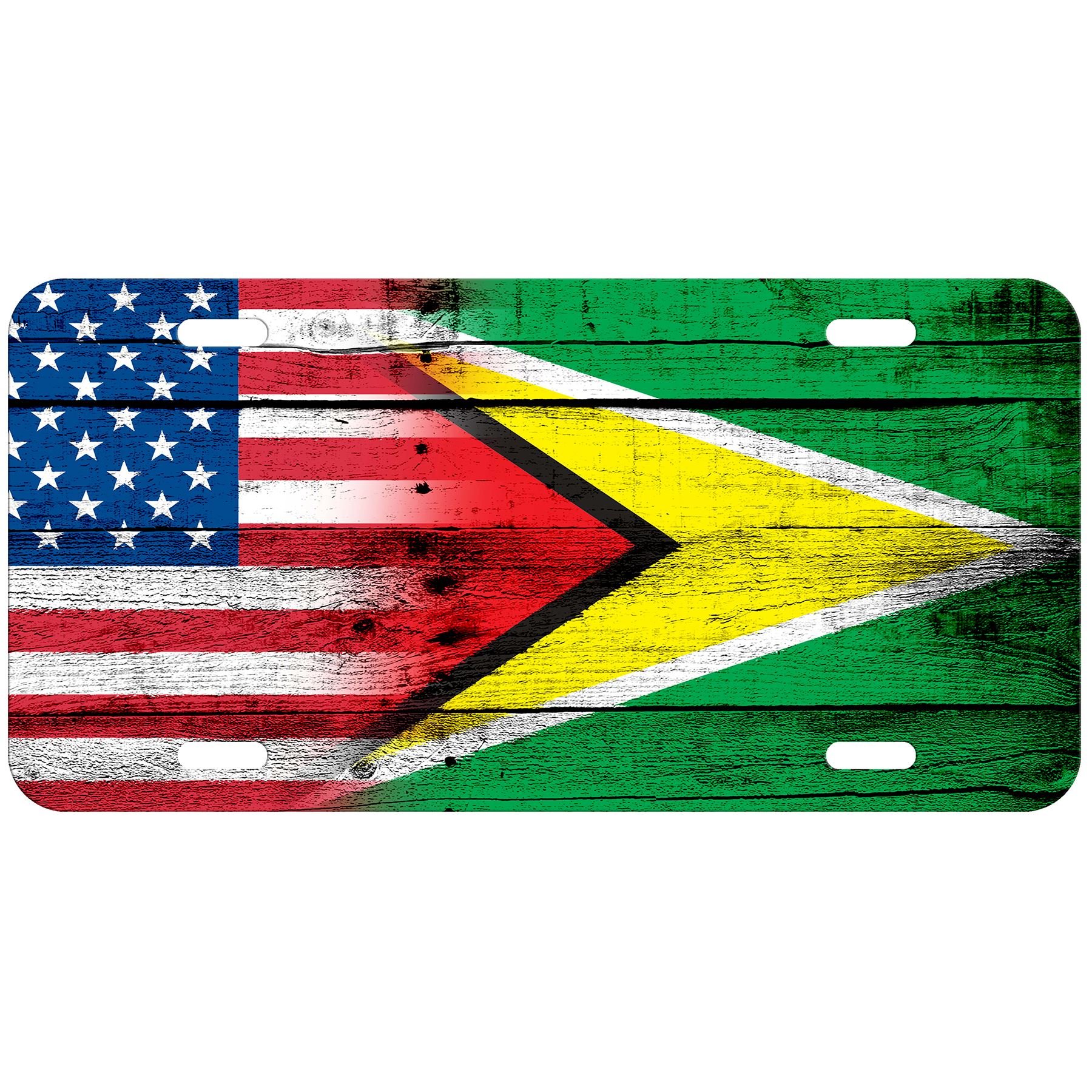 Premium Aluminum License Plate with Guyana Flag Design - Durable & Stylish for Cars, Trucks, and Motorcycles - Perfect for Guyanese Pride & USA Road Trips