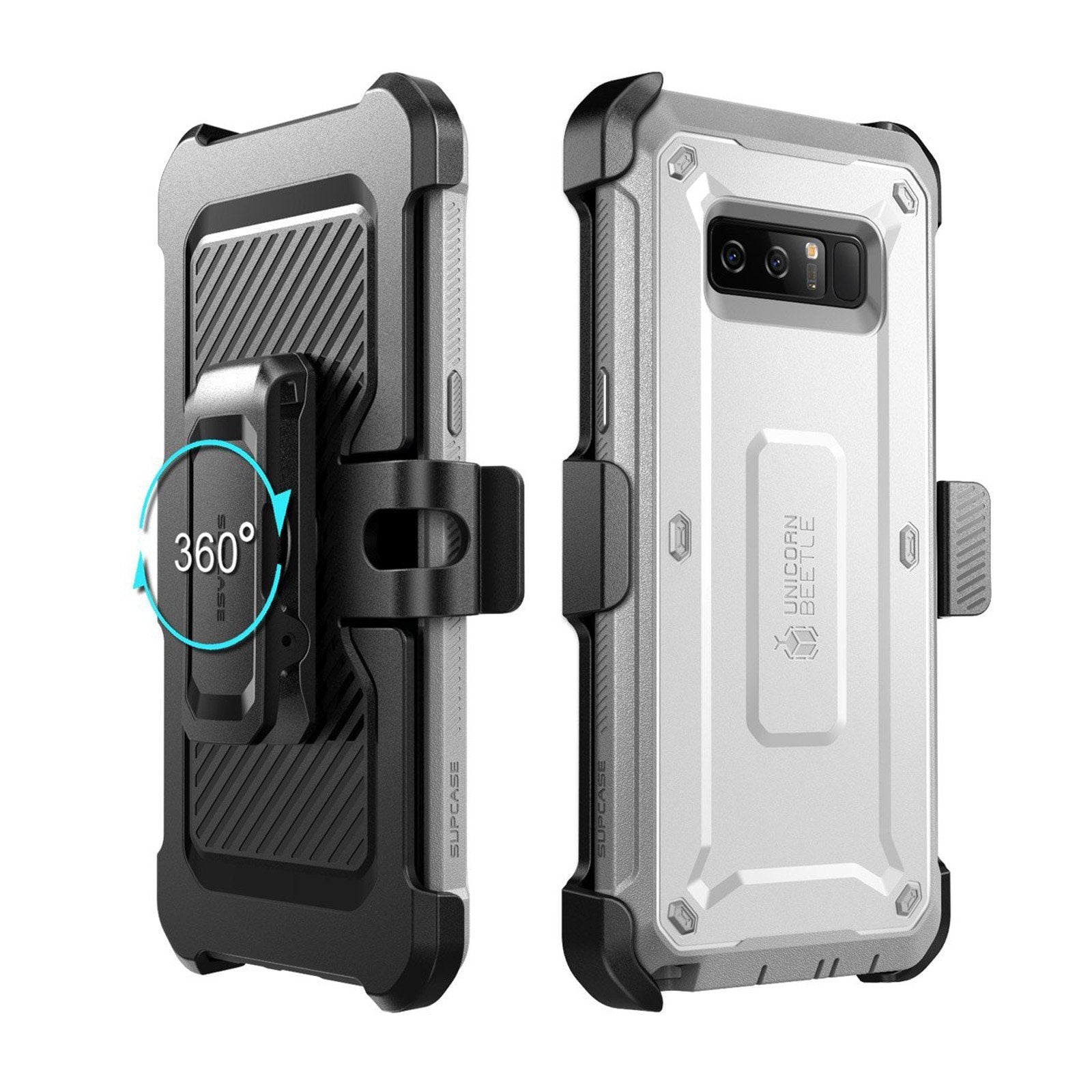 Samsung Galaxy Note 8 Unicorn Beetle Pro Case - Heavy Duty Full Body Protection with Holster - Shockproof Rugged Cover for Outdoor & Work Use - White