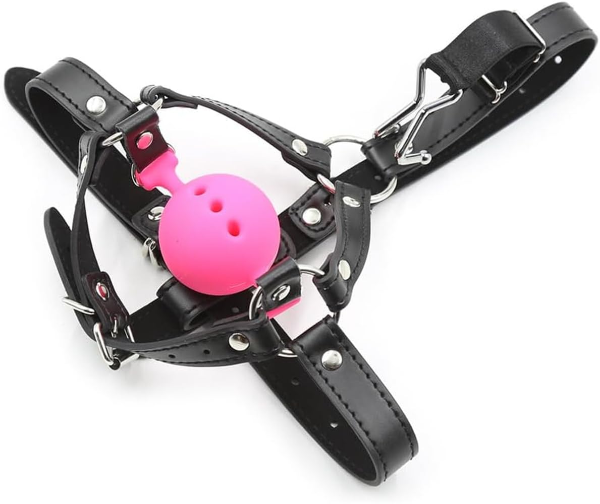 Metal Nose Hook Ball Gag - Adjustable BDSM Bondage Toy for Adults - Perfect for Roleplay & Sensory Play