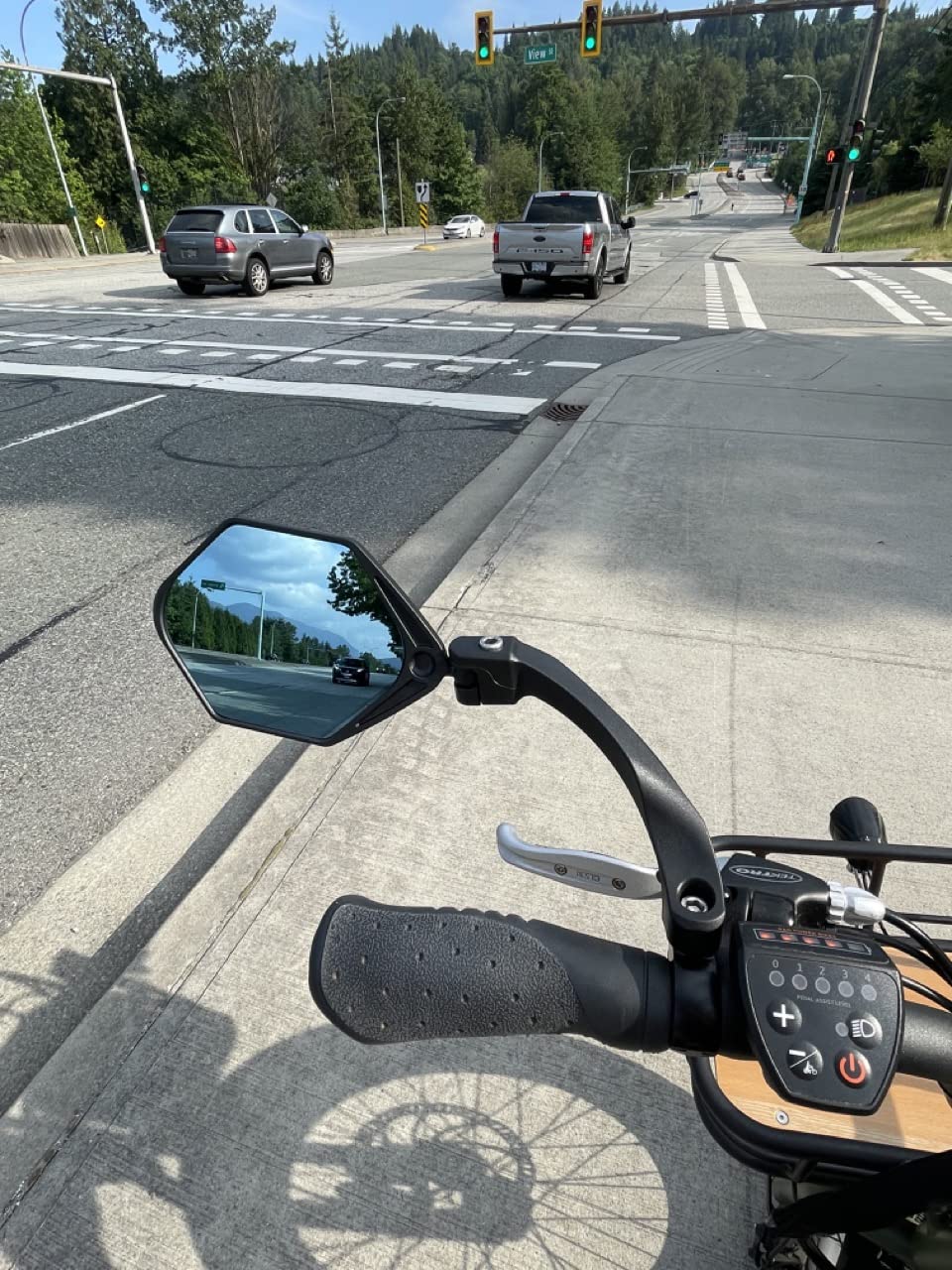 Hafny NEW Handlebar E-Bike Mirror - Large HD Automotive Grade Glass Bicycle Mirror, Anti-Glare Blue Left Side, Blast-Resistant for Safe Cycling - Perfect for Mountain Bikes, Road Bikes & Commuting