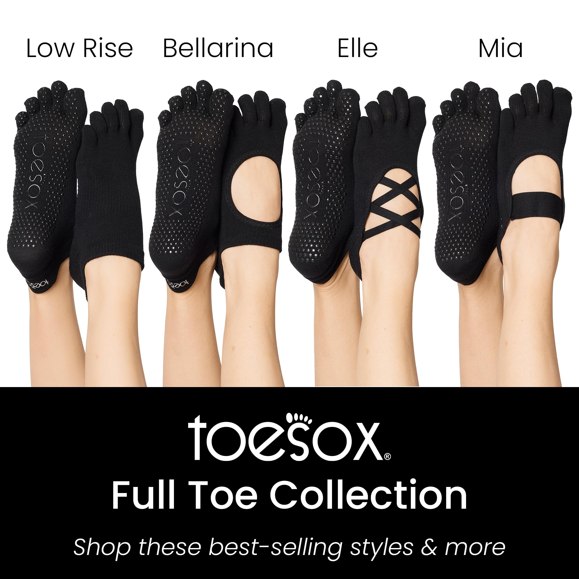 Toesox Women's Non-Slip Yoga Socks - Grip for Pilates & Barre