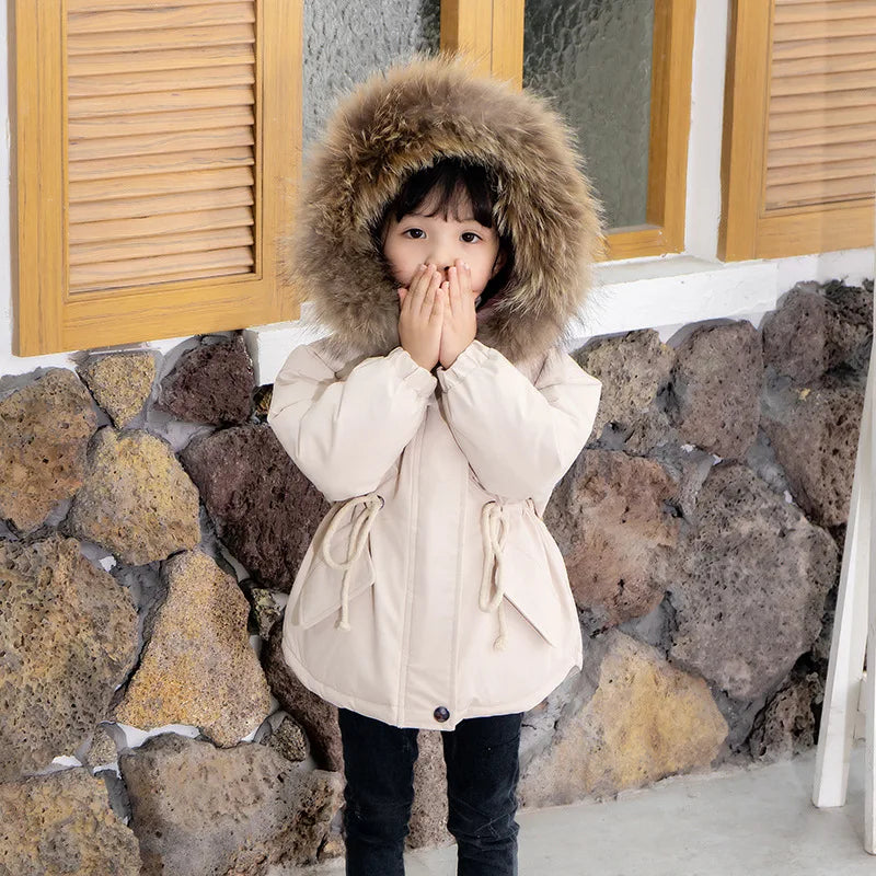 Warm Kids Down Jacket with Fur Collar for Girls Ages 2-8 | Winter & Autumn Thick Outerwear | Perfect for School, Playdates & Cold Weather Activities