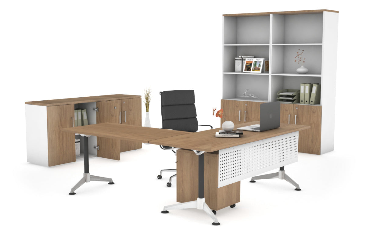 L-Shaped Corner Executive Office Desk - Blackjack [1600L x 1700W] - Perfect for Home Office & Professional Workspace Setup