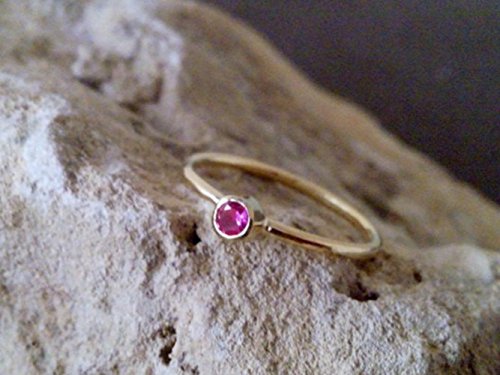 Exquisite Ruby Bezel Set Ring - Slim Gold Band with Genuine Gemstone | Perfect Engagement & Wedding Gift | Ideal for Proposals, Anniversaries & Special Occasions