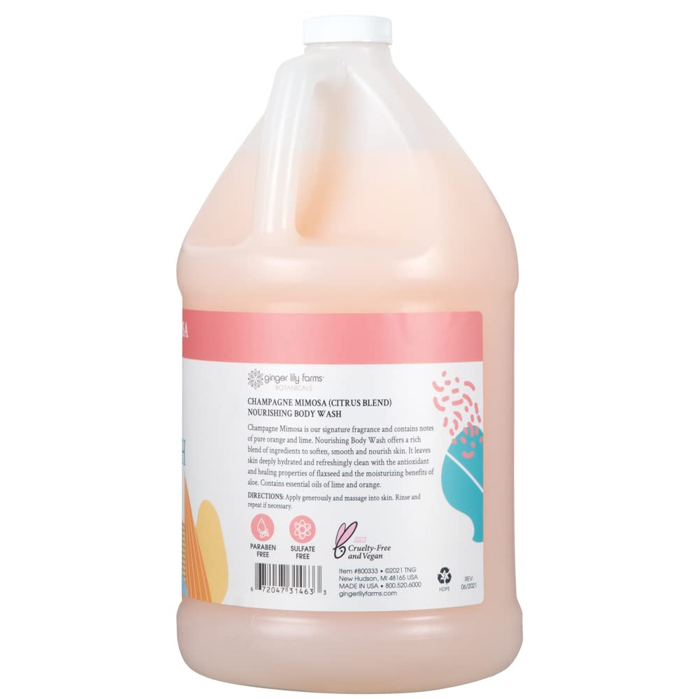 Ginger Lily Farms Botanicals Body Wash Shampoo & Conditioner Set - Champagne Mimosa Scent | Luxurious Bath & Hair Care Gift Set for Women & Men