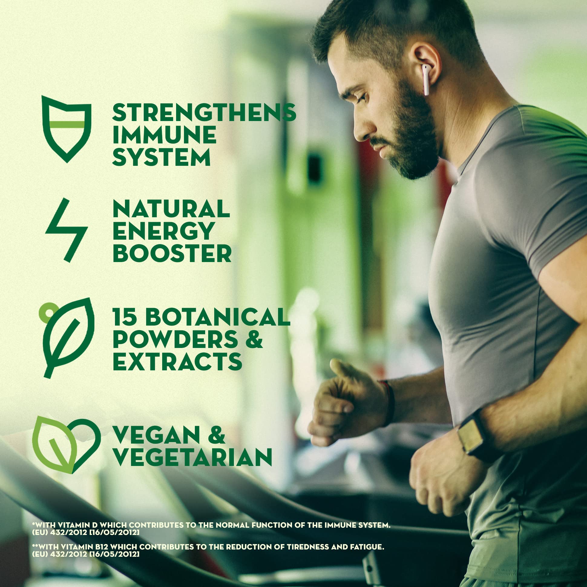 Organic Super Greens Powder - 15 Premium Superfoods & Vegetables Blend with Spirulina, Green Tea, Ginger Root & Pea Protein | Vegan, Gluten-Free, Non-GMO | 50 Servings (250g) for Smoothies, Juices & Daily Nutrition Boost