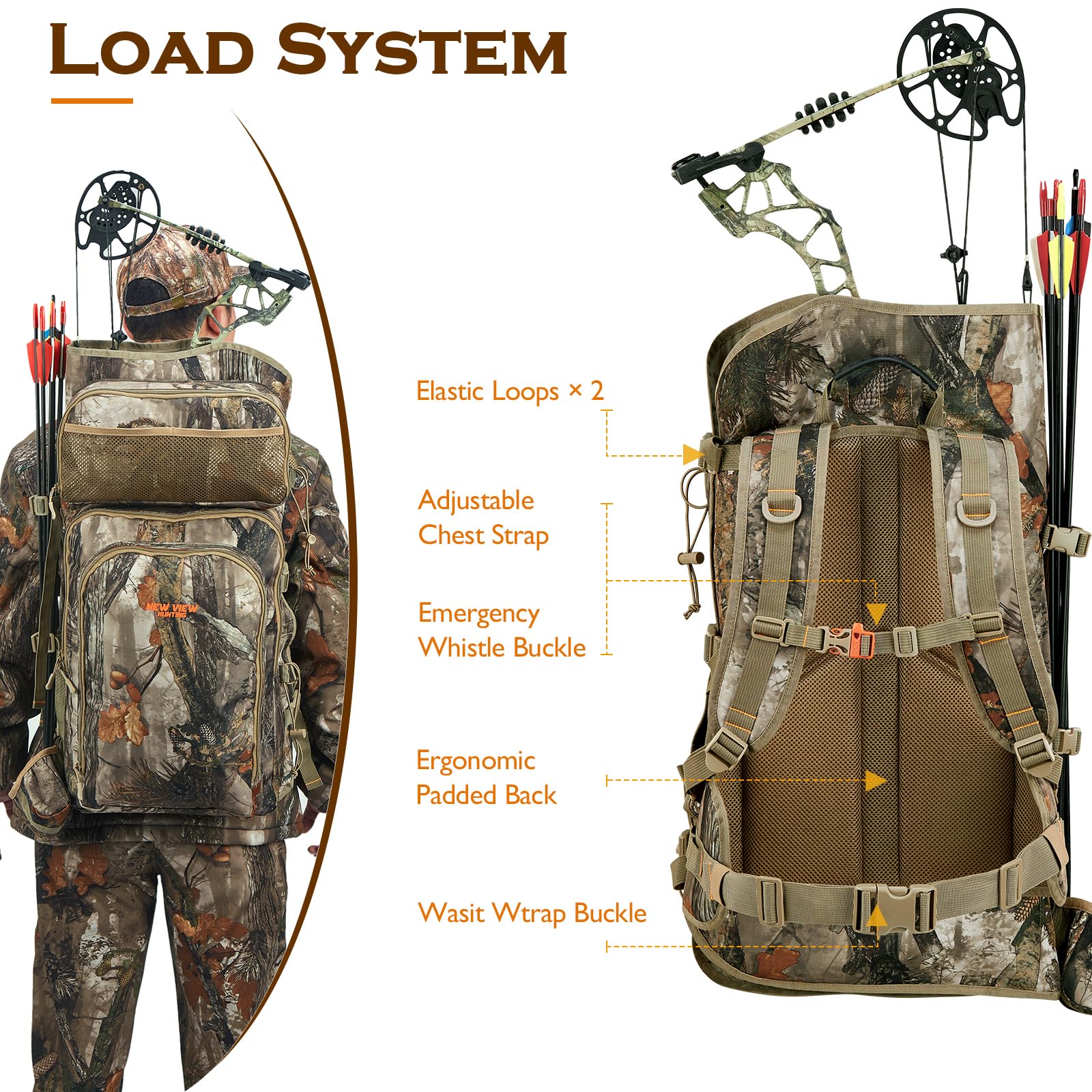 Camo Bow Hunting Backpack for Men & Women - Lightweight Saddle Hunting Backpack with Bow Holder & Gear Storage - Perfect for Elk, Deer Hunting & Outdoor Adventures