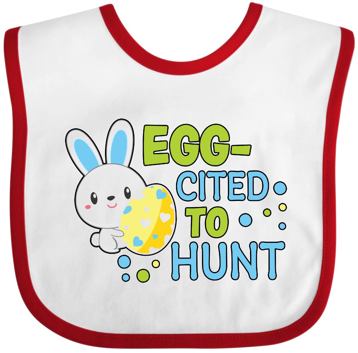 Eggcited To Hunt with Bunny Holding Easter Egg Baby Bib - Soft & Absorbent Drool Bib for Easter, Baby Shower & Holiday Photos - Cute Easter Gift for Infants & Toddlers