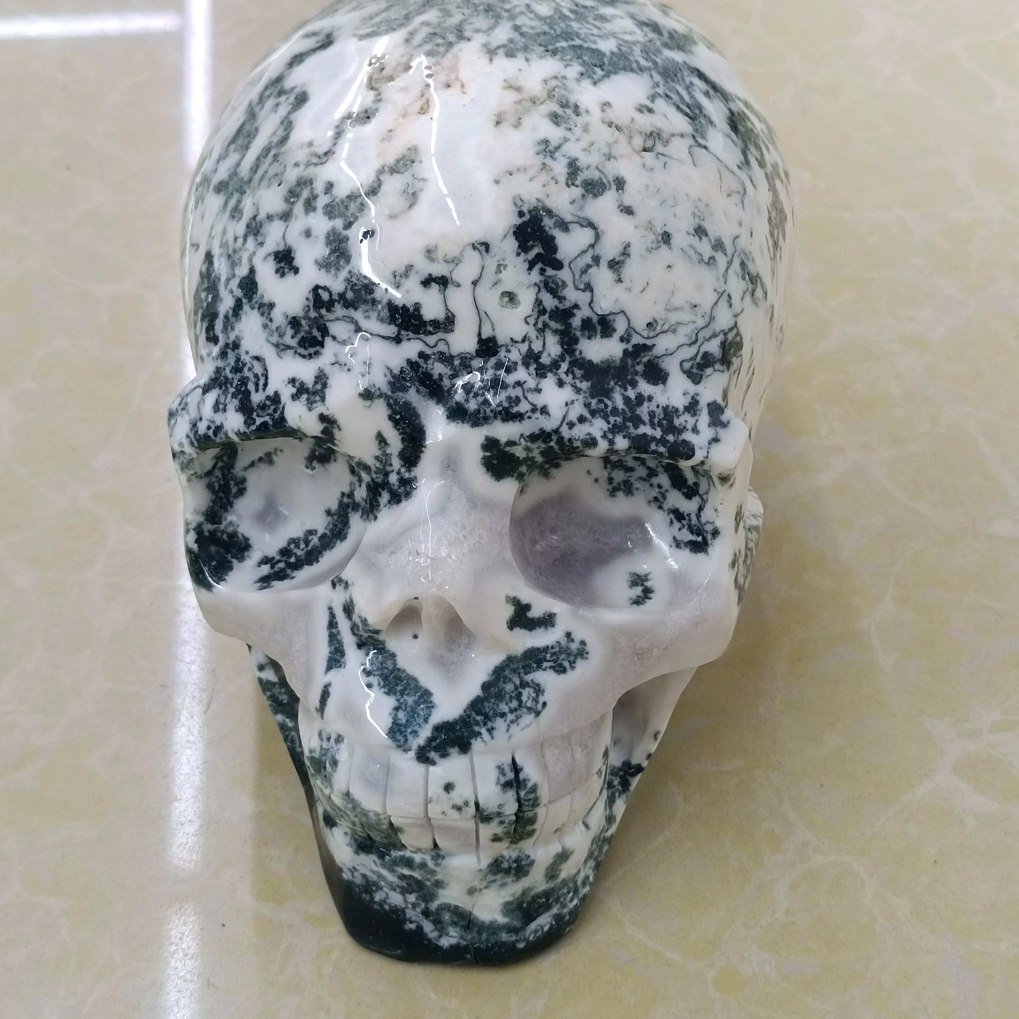 Large Natural Black Onyx Crystal Skull Carving - Agate Gemstone for Reiki Healing, Feng Shui Decor & Spiritual Gifts | Perfect for Meditation Rooms, Altars & Home Decor