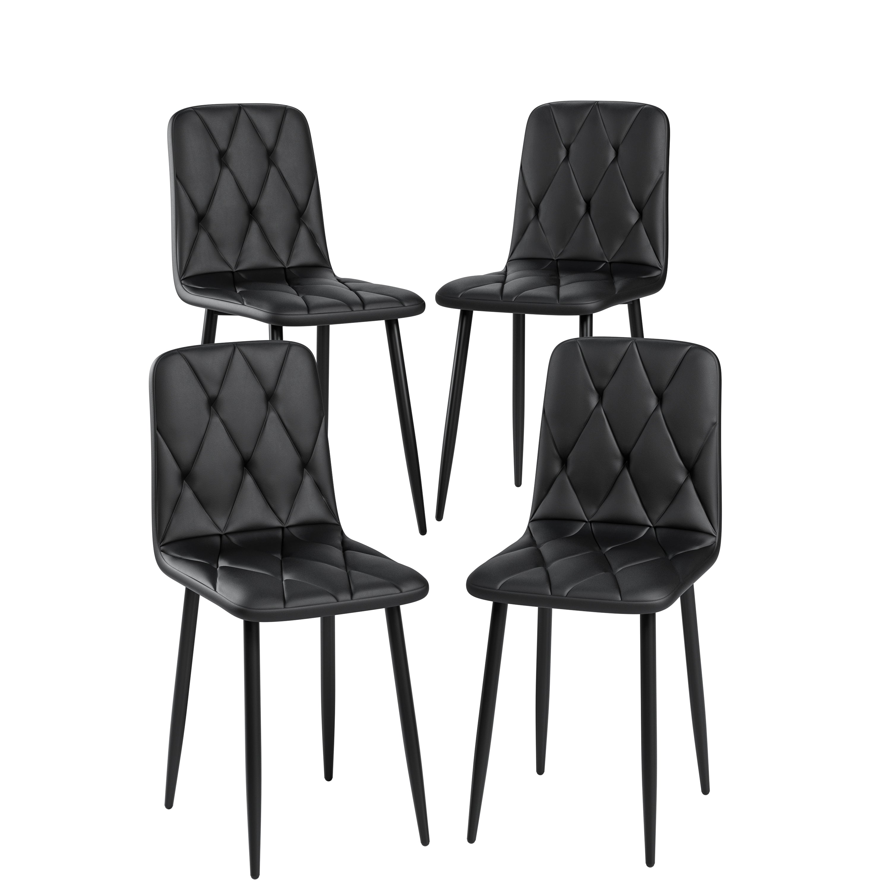 4 Pack Modern PU Upholstered Dining Chairs with Cushioned Seats & Sturdy Metal Legs - Elegant Kitchen & Dining Room Furniture for Home, Restaurant, or Office Use