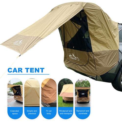 Car Trunk Tent for SUV - Waterproof & UV Protection Camping Awning Sunshade - Perfect for Outdoor Adventures, Road Trips, and Picnics (Brown)