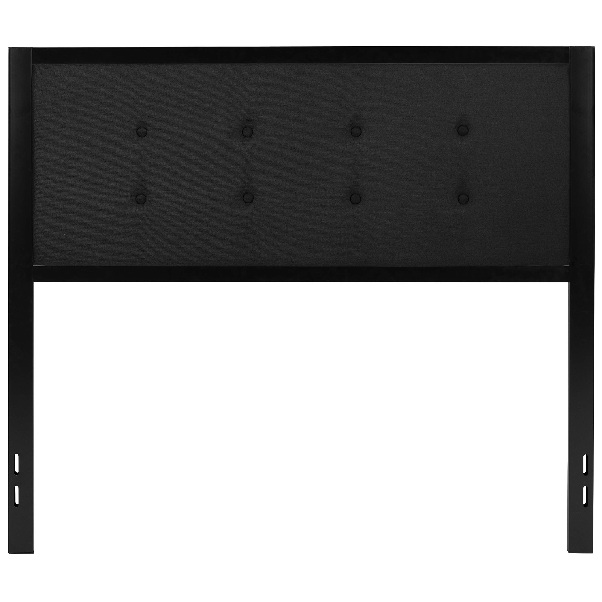 Full Size Upholstered Metal Panel Headboard in Tufted Black Fabric - Queen Bed Frame Accent for Modern Bedroom Decor | Perfect for Master Bedrooms, Guest Rooms & Apartment Living