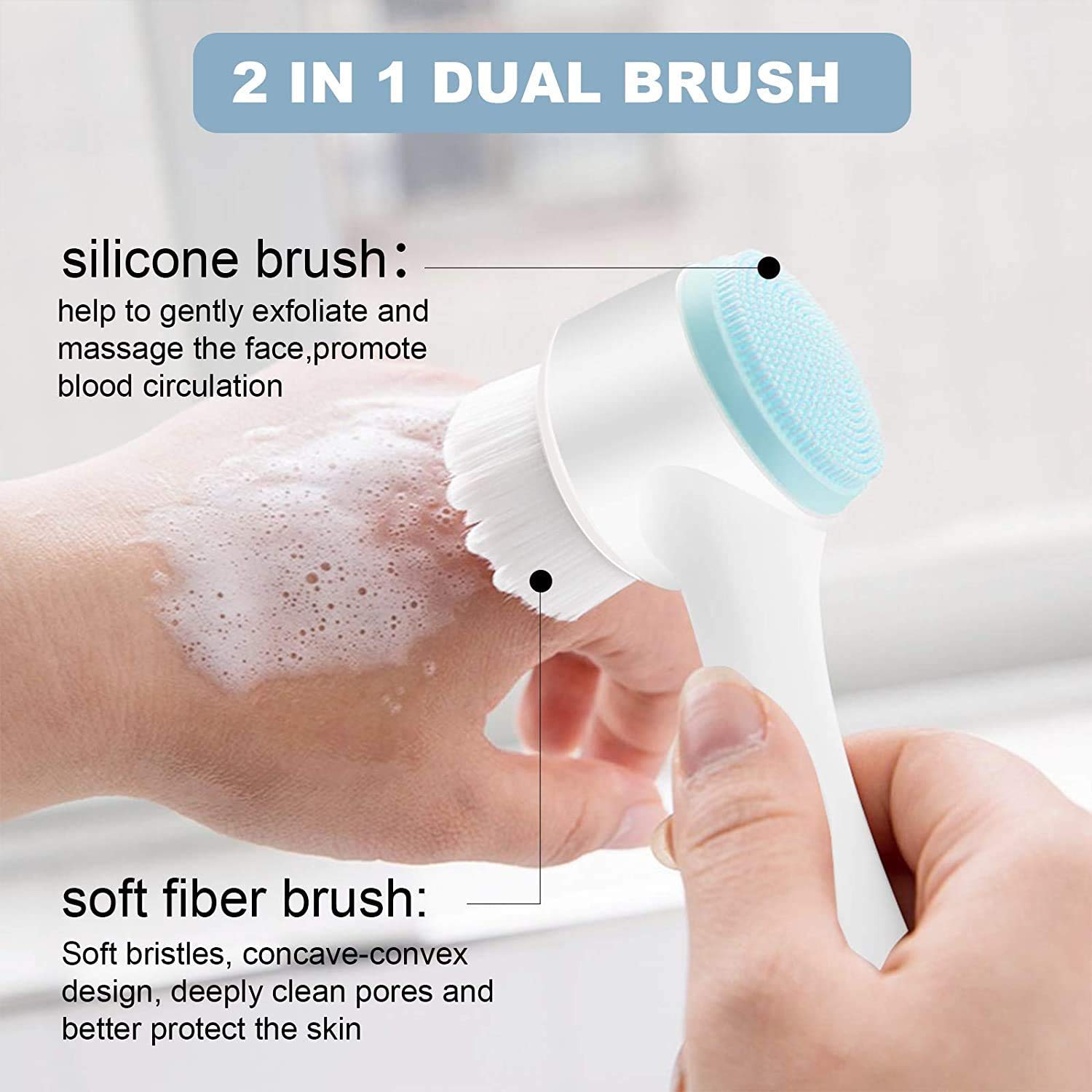 TCCO ENTERPRISE 2-in-1 Manual Facial Cleansing Brush | Silicone Face Scrubber & Massager for Deep Pore Cleansing & Exfoliation | Perfect for Daily Skincare Routine & Spa-Like Facial at Home