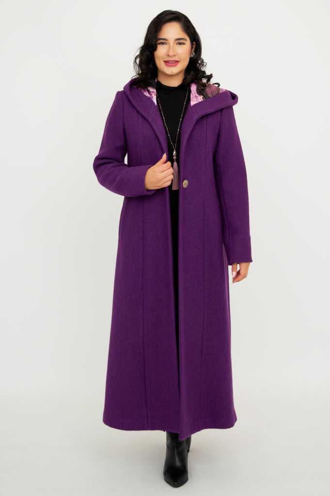 Royal Catherine Boiled Wool Coat for Women - Elegant Winter Outerwear for Office, Travel & Special Occasions