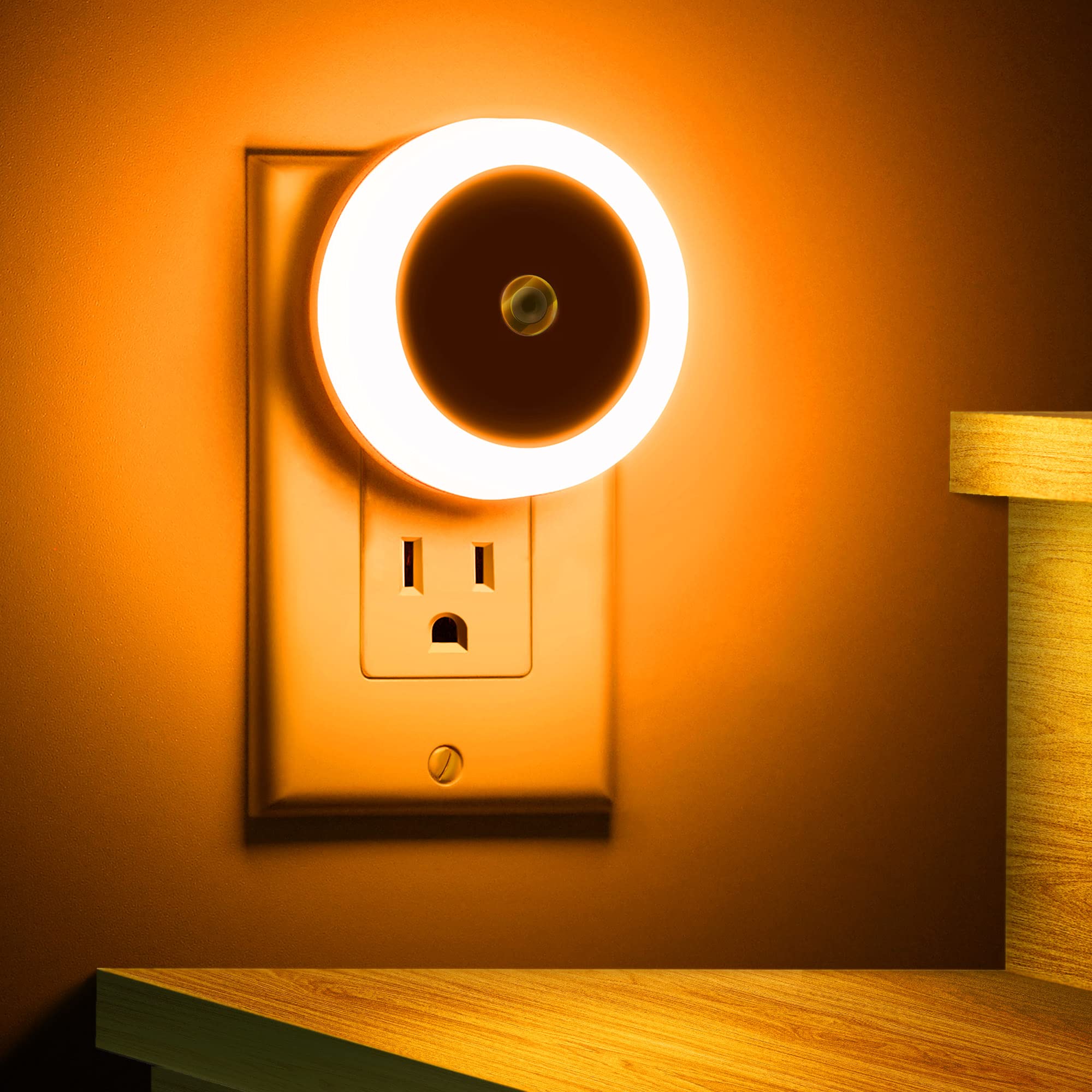 Briignite Amber LED Night Light for Kids & Adults - 4 Pack Plug-in Wall Light, 0.6W 60LM - Perfect for Hallways, Bedrooms, Nurseries & Bathrooms