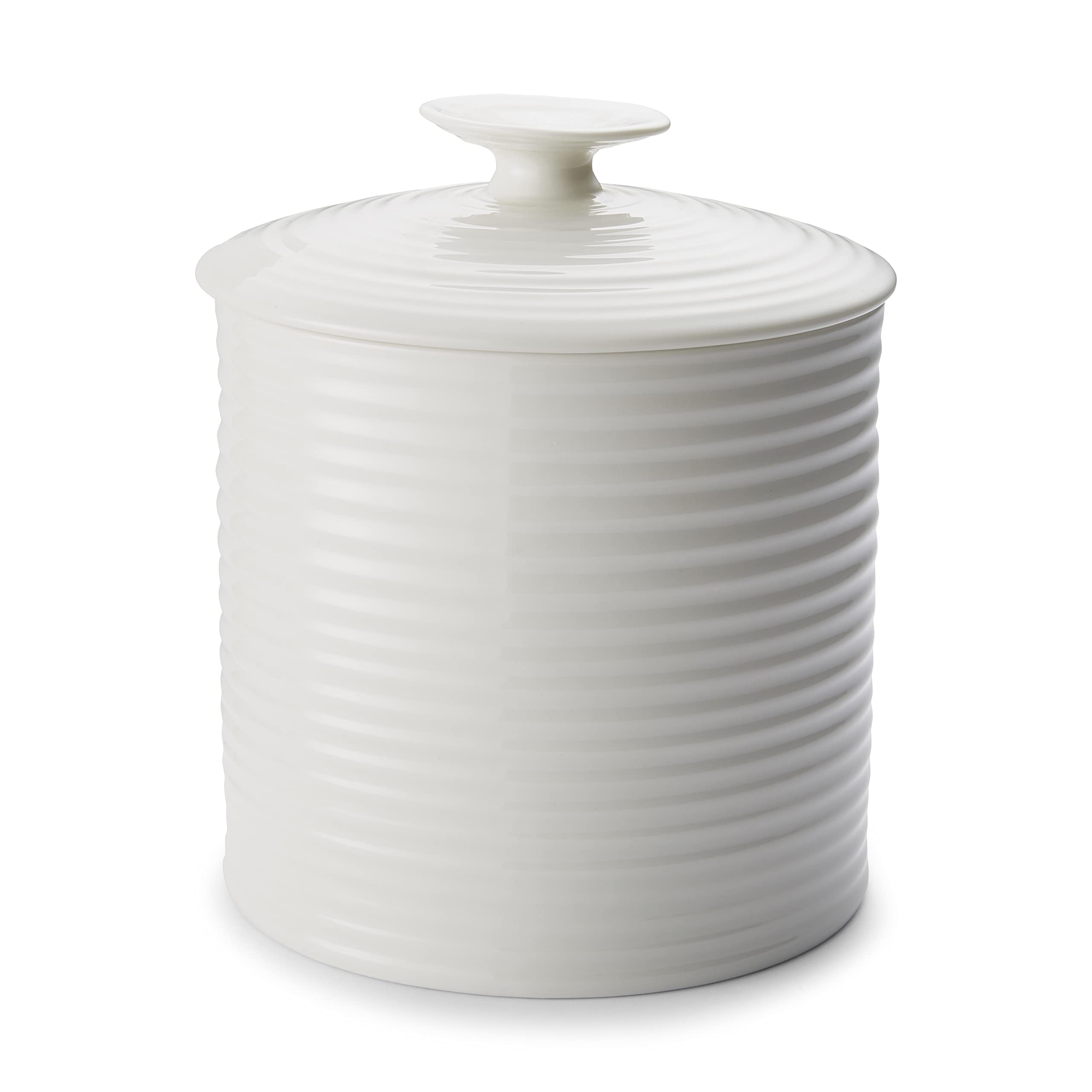Portmeirion Sophie Conran White Large 80oz Food Storage Canister with Lid | Airtight Porcelain Kitchen Container for Flour, Sugar & Coffee | Pantry Organization & Countertop Decor for Home & Kitchen