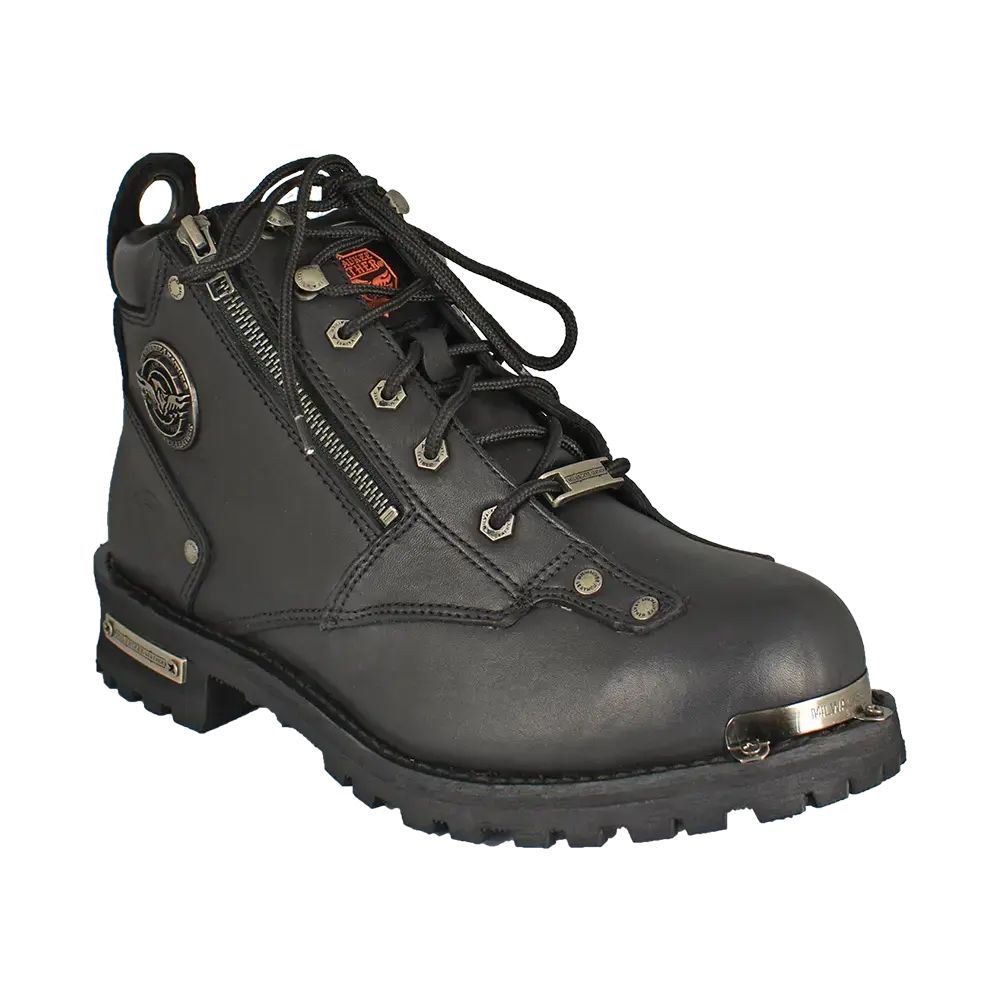 Milwaukee Leather Men's 6-Inch Double Zip Lace-Up Motorcycle Boots - Durable Riding Boots for Cruiser & Sport Bikes - Perfect for Long Rides & Daily Commuting
