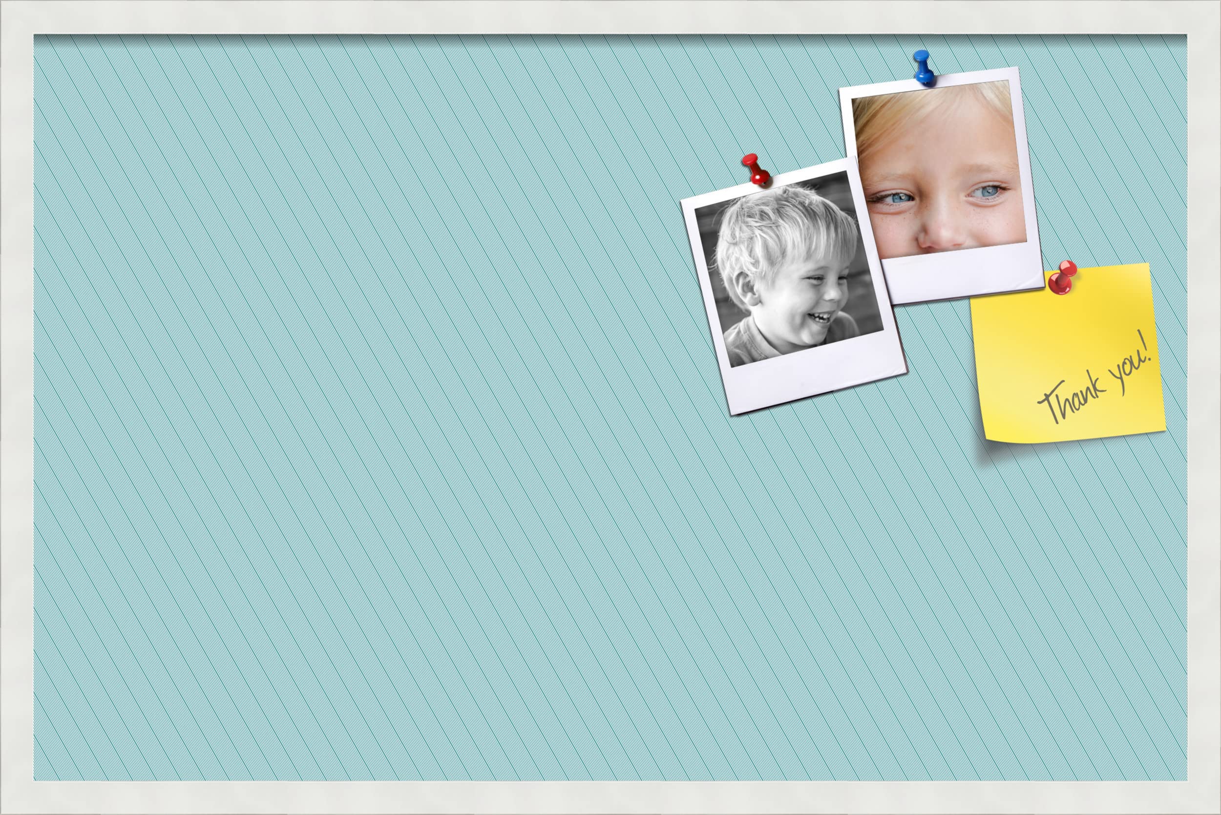 PinPix 34x22 Inch Cork Bulletin Board - Decorative Framed Pin Board with Lux Stripes Aqua Design & Satin White Frame - Perfect for Home Office Decor, School Classroom, Dorm Room Organization & Wall Memo Display (PinPix-1672)