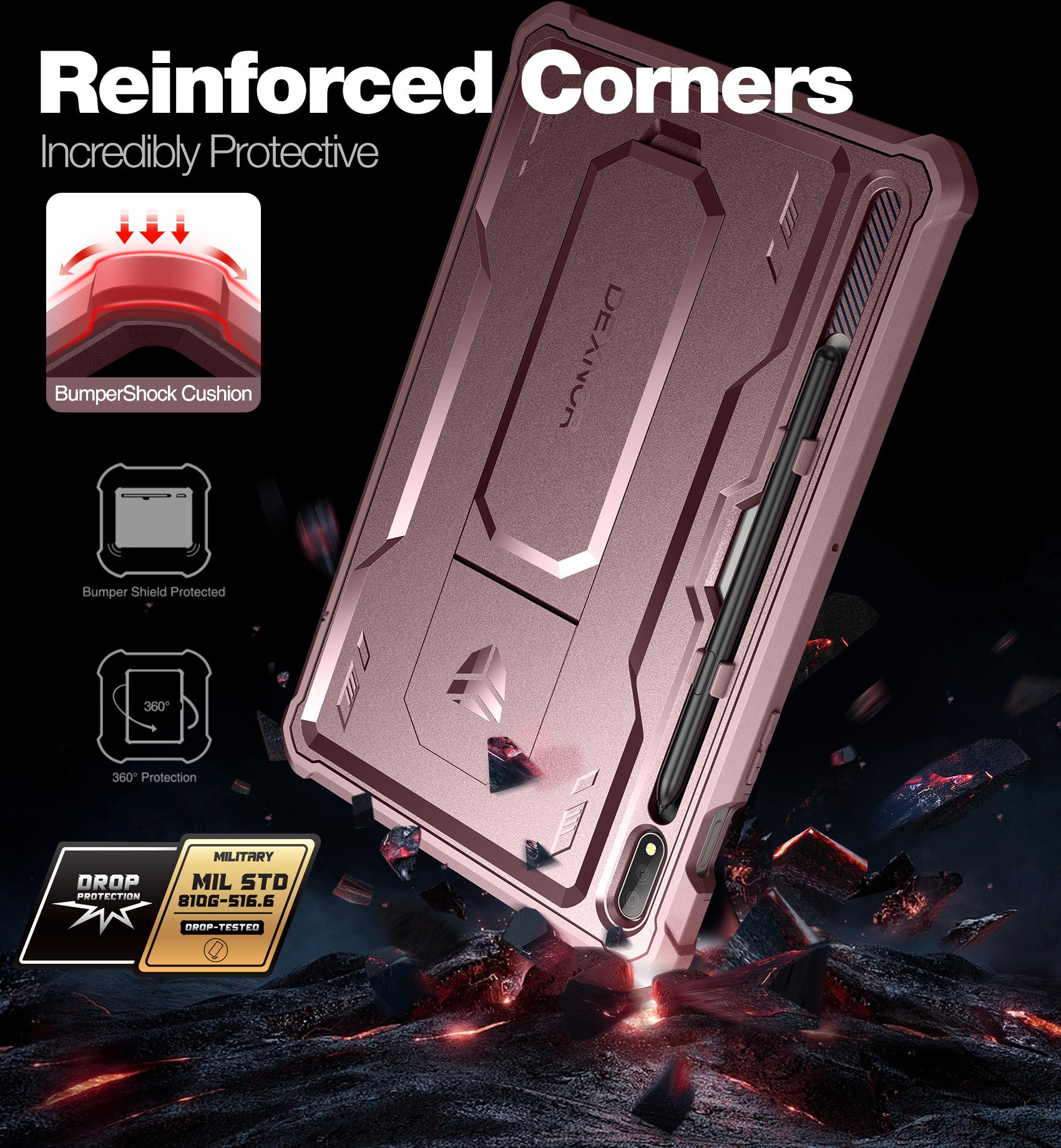 Durable Shockproof Tablet Case for Samsung Galaxy Tab S8 (2022) & Tab S7 (2020) 11 Inch - Heavy Duty Rugged Cover with Built-in Screen Protector, Kickstand & S Pen Holder - Perfect for Work, Travel & Outdoor Use