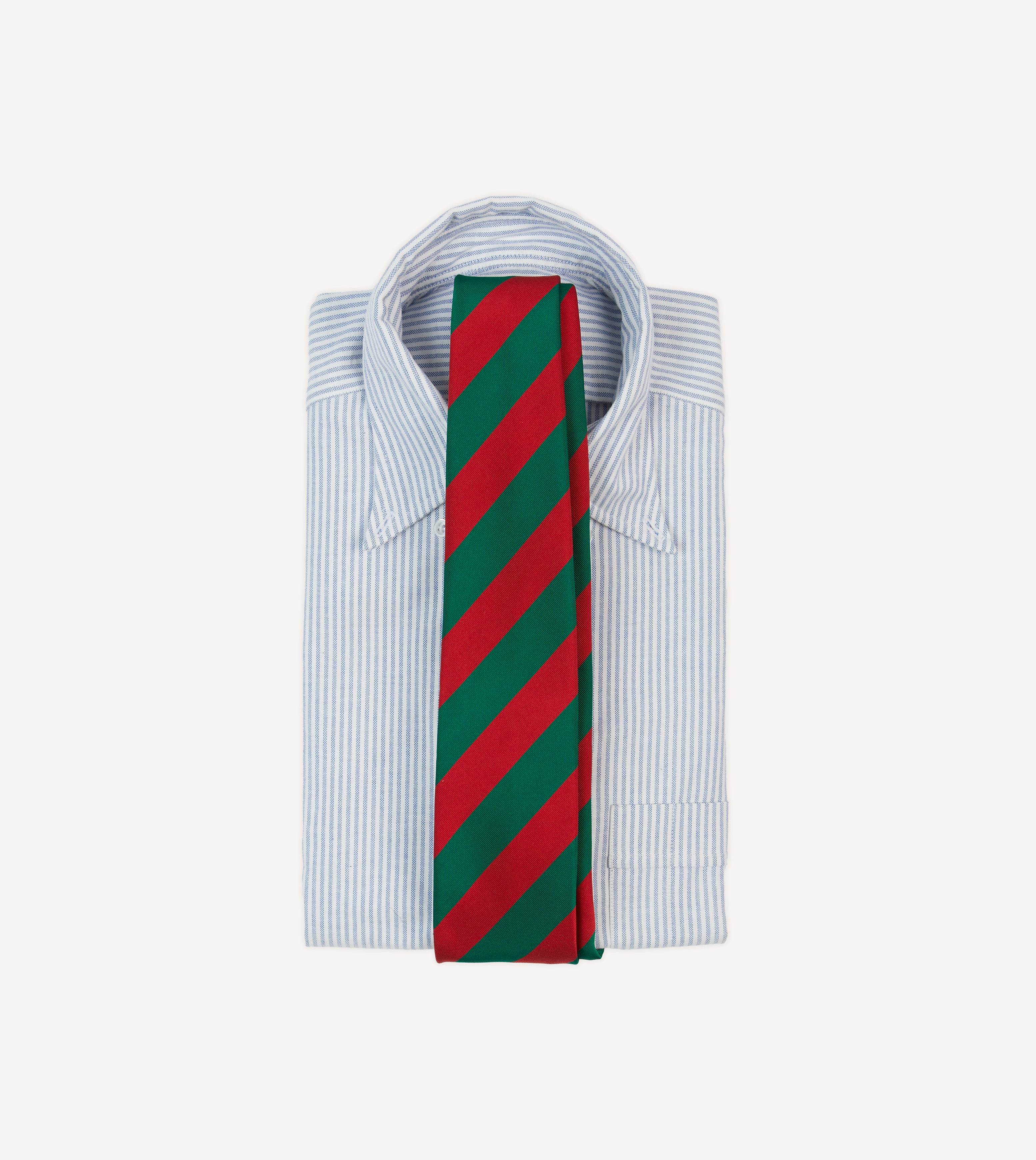Premium Green & Red Block Stripe Mogador Silk Necktie - Elegant Silk-Tipped Tie for Business, Weddings & Formal Occasions