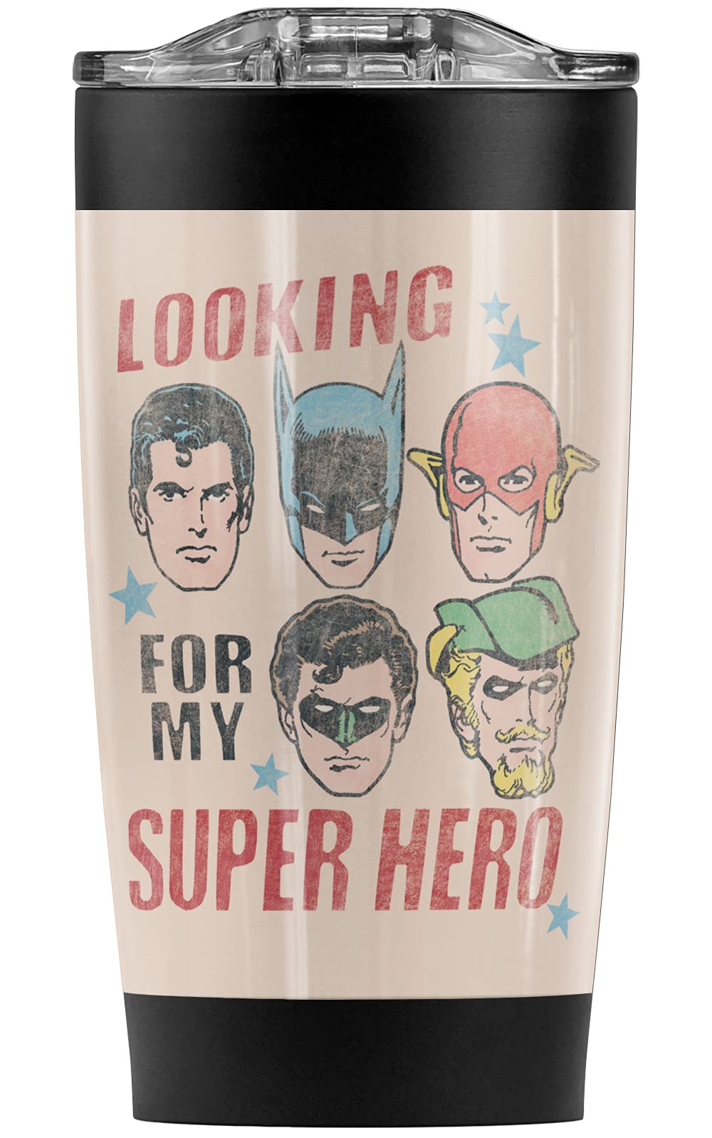 Justice League Super Hero Stainless Steel Tumbler 20oz - Vacuum Insulated Coffee Travel Mug with Leakproof Lid | Keeps Hot & Cold Beverages Perfect Temperature | Great for Office, Gym, Camping & Commuting