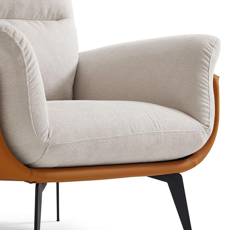 Minimalist White Armchair with Tufted Back & Button Details - Removable Slipcover & Cushions - Modern Living Room, Bedroom, or Office Seating Furniture for Home Decor