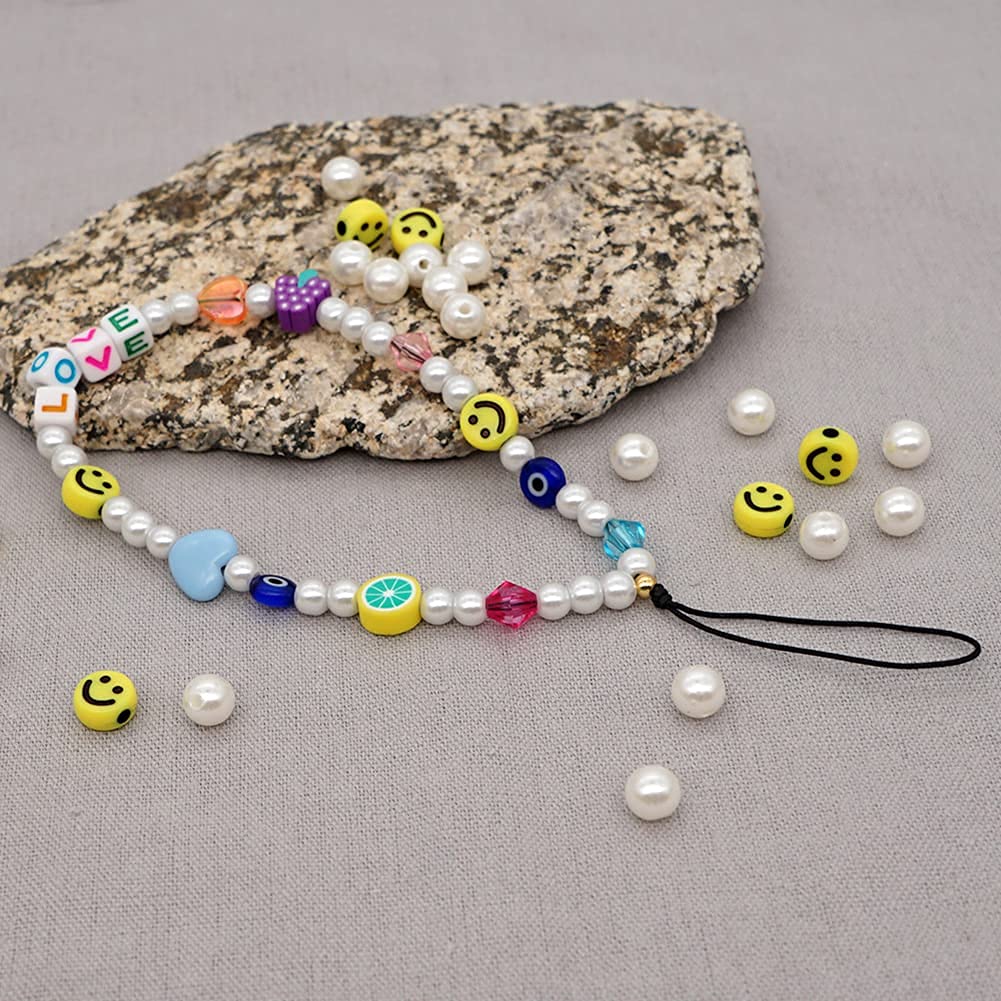 Beaded Phone Lanyard Wrist Strap for Women & Girls - Stylish Beaded Phone Charm Decoration Accessory - Perfect for Smartphones, Keys & ID Cards at Work, School or Travel