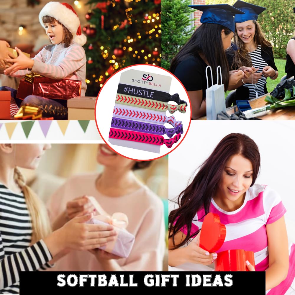 Softball Hair Ties for Girls - Non-Slip Sports Hair Accessories for Softball Players & Teams - Perfect for Games, Practice & Team Uniforms