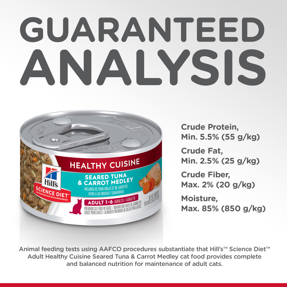 Hill's Science Diet Healthy Cuisine Adult Seared Tuna & Carrot Medley Canned Cat Food - High Protein Wet Cat Food for Adult Cats, Grain-Free & Balanced Nutrition - Perfect for Mealtime, Weight Management & Picky Eaters