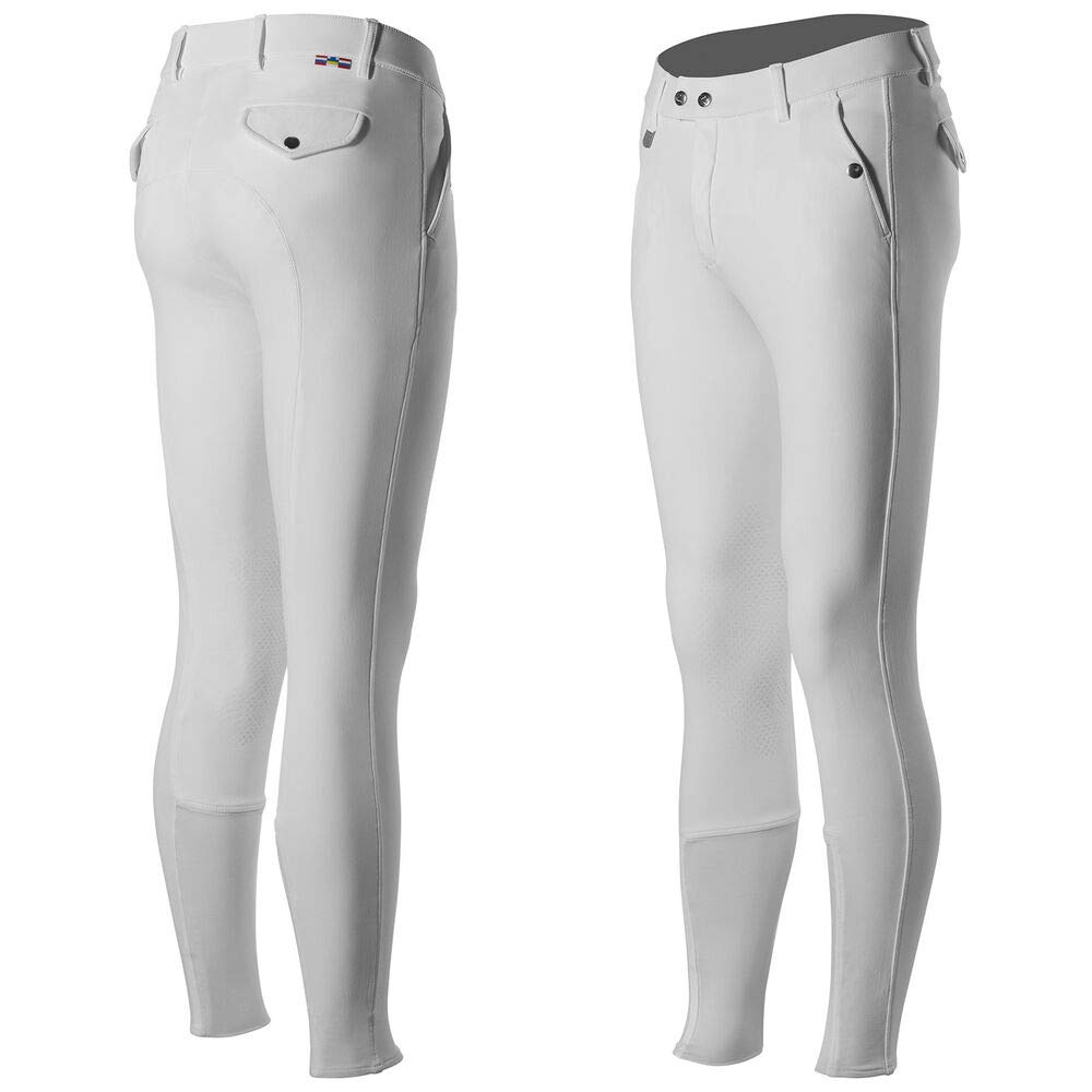HORZE Grand Prix Men's Silicone Knee Patch Breeches - Classic Style Horse Riding Pants for Equestrian Training & Show Jumping | Durable & Comfortable Riding Gear for English Dressage & Stable Work