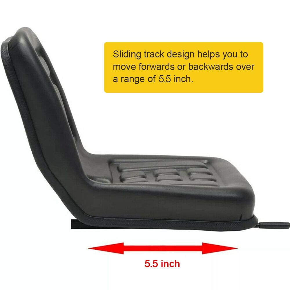 Universal Tractor Seat with Backrest - PU Leather Water-Resistant Lawn Mower Seat with Drain Hole & Adjustable Rails - Fits Loaders, Excavators, Tractors - Perfect for Farm Equipment, Landscaping & Outdoor Maintenance