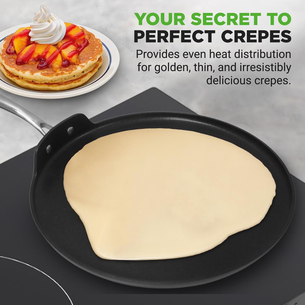 Premium Hard Anodized Nonstick Crepe Pan - 10 Inch Professional French Pancake Maker for Perfect Crepes & Tortillas - Ideal for Breakfast, Brunch & Dessert Making