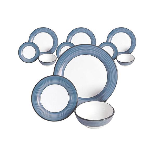 12-Piece White & Blue Spree Pattern Dinnerware Set - Elegant Tableware for Casual Dining, Entertaining & Everyday Use