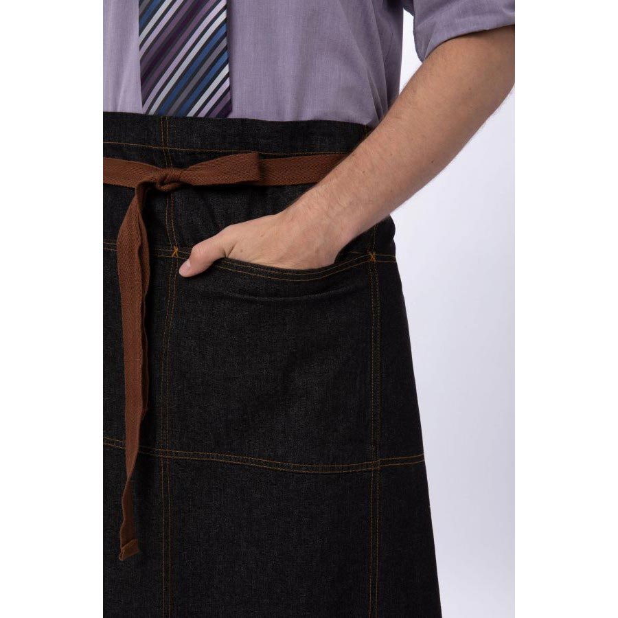 Chef Works AW049BLK Memphis Bistro Apron - Premium Black Kitchen Apron 32
