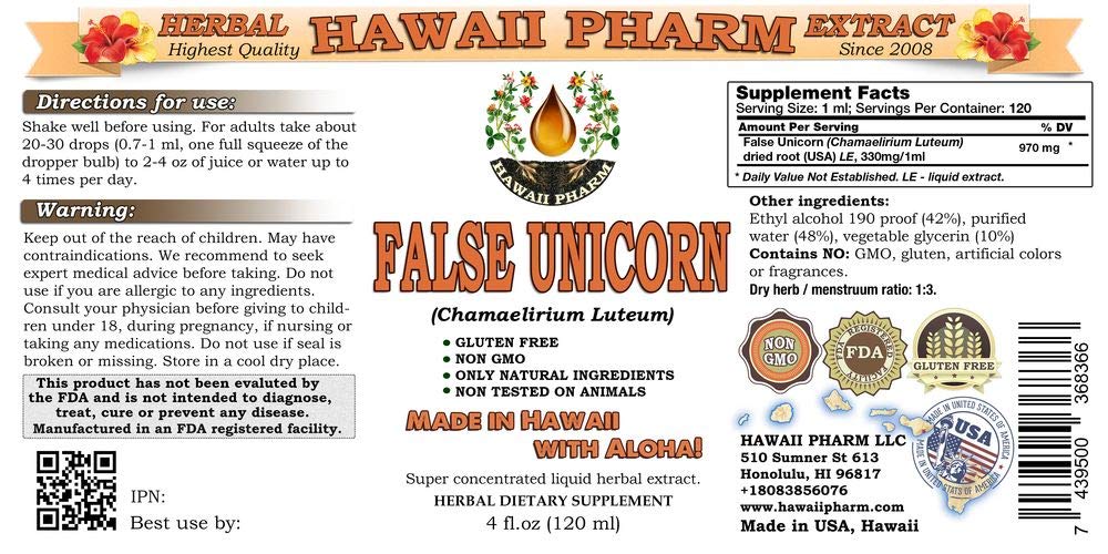 False Unicorn Root Extract & Powder Tincture Supplement - Chamaelirium Luteum Herbal Drops (2x4 oz) for Women's Hormonal Balance & Reproductive Health Support