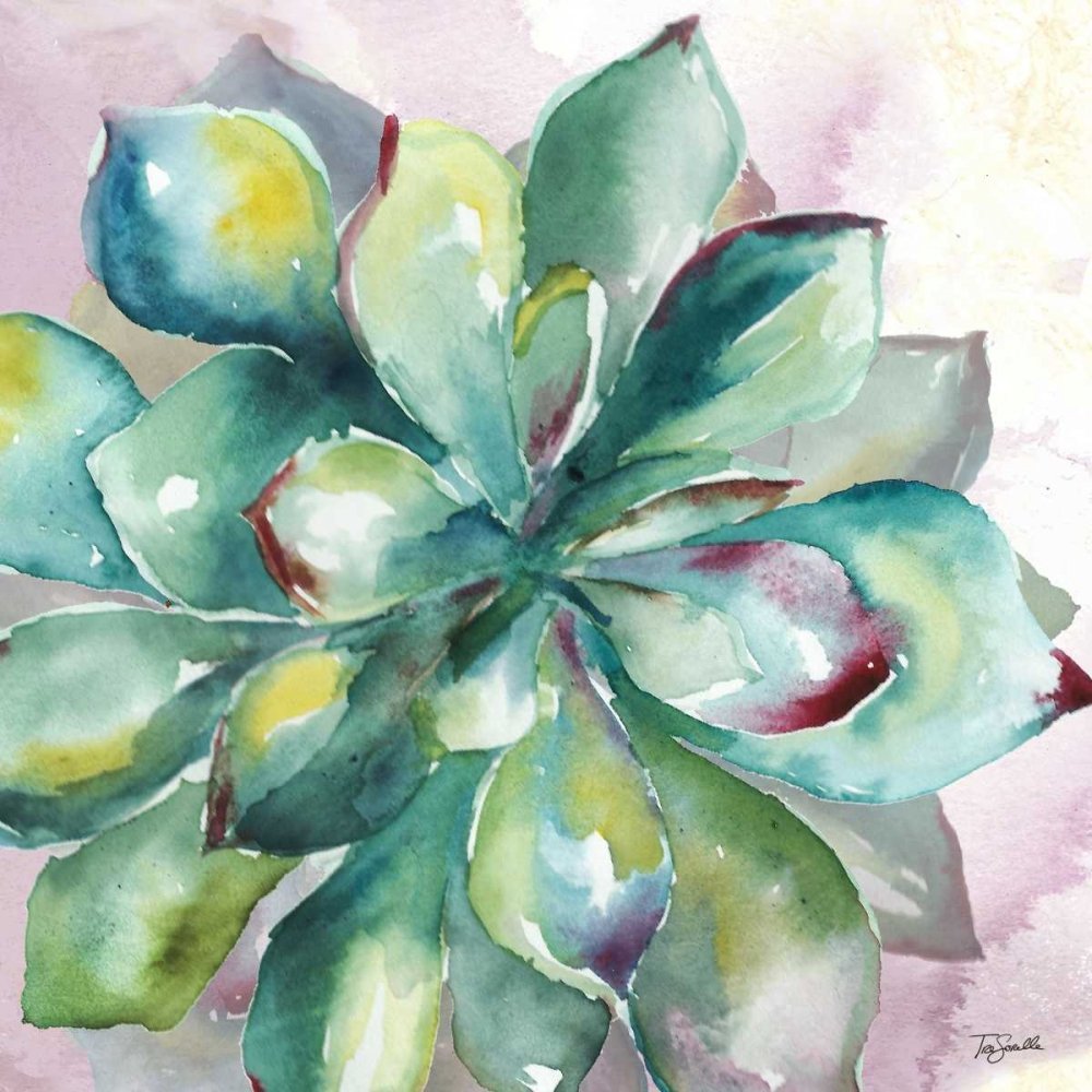Succulent Watercolor Art Poster Print - 12x12 Inches - Botanical Wall Decor for Home, Office & Gift Ideas by Tre Sorelle Studios